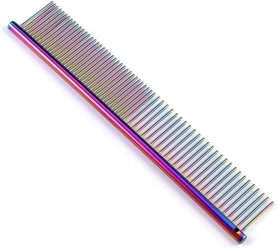 شانه حیوانات خانگی WVRLY، یک عدد، شانه سگ از جنس استیل ضد زنگ، شانه فلزی سگ و گربه، ابزار رفع گره و آراستگی حیوانات خانگی برای حیوانات کوچک، بزرگ و متوسط، گربه ها و اسب ها