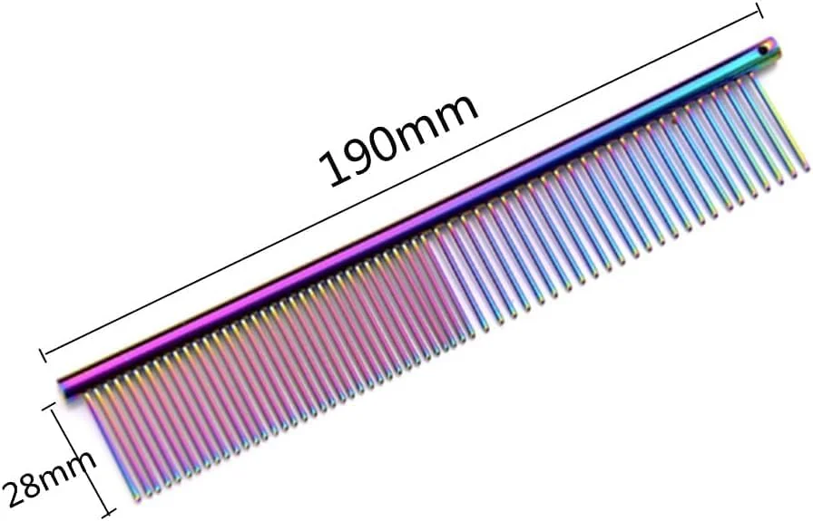 شانه حیوانات خانگی WVRLY، یک عدد، شانه سگ از جنس استیل ضد زنگ، شانه فلزی سگ و گربه، ابزار رفع گره و آراستگی حیوانات خانگی برای حیوانات کوچک، بزرگ و متوسط، گربه ها و اسب ها
