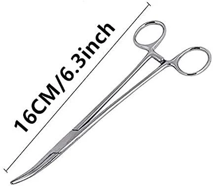 فورسپس هموستات WUWYOUWL، قیچی استیل ضد زنگ برای سگ، گربه، حیوانات خانگی، گیره موی گوش، ابزار قیچی ماهیگیری (خمیده 16 سانتی متری)