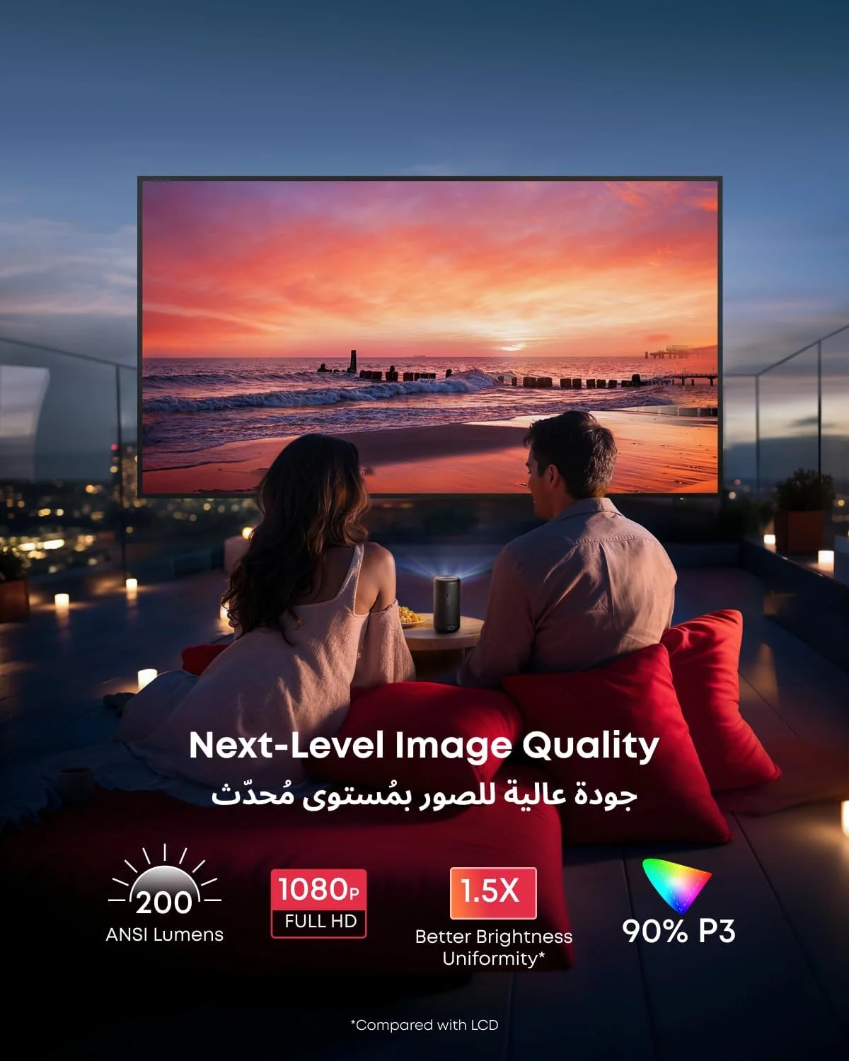 پروژکتور مینی NEBULA Capsule 3 با کیفیت 1080p، پروژکتور هوشمند قابل حمل 200 انسی لومن با Google TV رسمی، Netflix داخلی، Dolby Digital، تصویر 120 اینچی، باتری داخلی با 2.5 ساعت پخش پروژکتور مینی NEBULA Capsule 3 با کیفیت 1080p، پروژکتور هوشمند قابل حمل 200 انسی لومن با Google TV رسمی، Netflix داخلی، Dolby Digital، تصویر 120 اینچی، باتری داخلی با 2.5 ساعت پخش