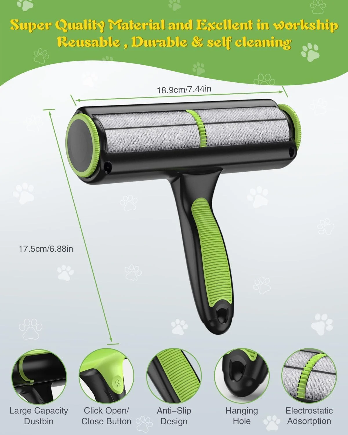 مو جمع کن موی حیوانات خانگی YHRY، غلتک پرزگیر چندبار مصرف، مو جمع کن موی گربه و سگ برای مبلمان فرش مبل، پرزگیر قابل حمل، لوازم ضروری حیوانات خانگی ابزار حذف موی چند سطحی برای ماشین