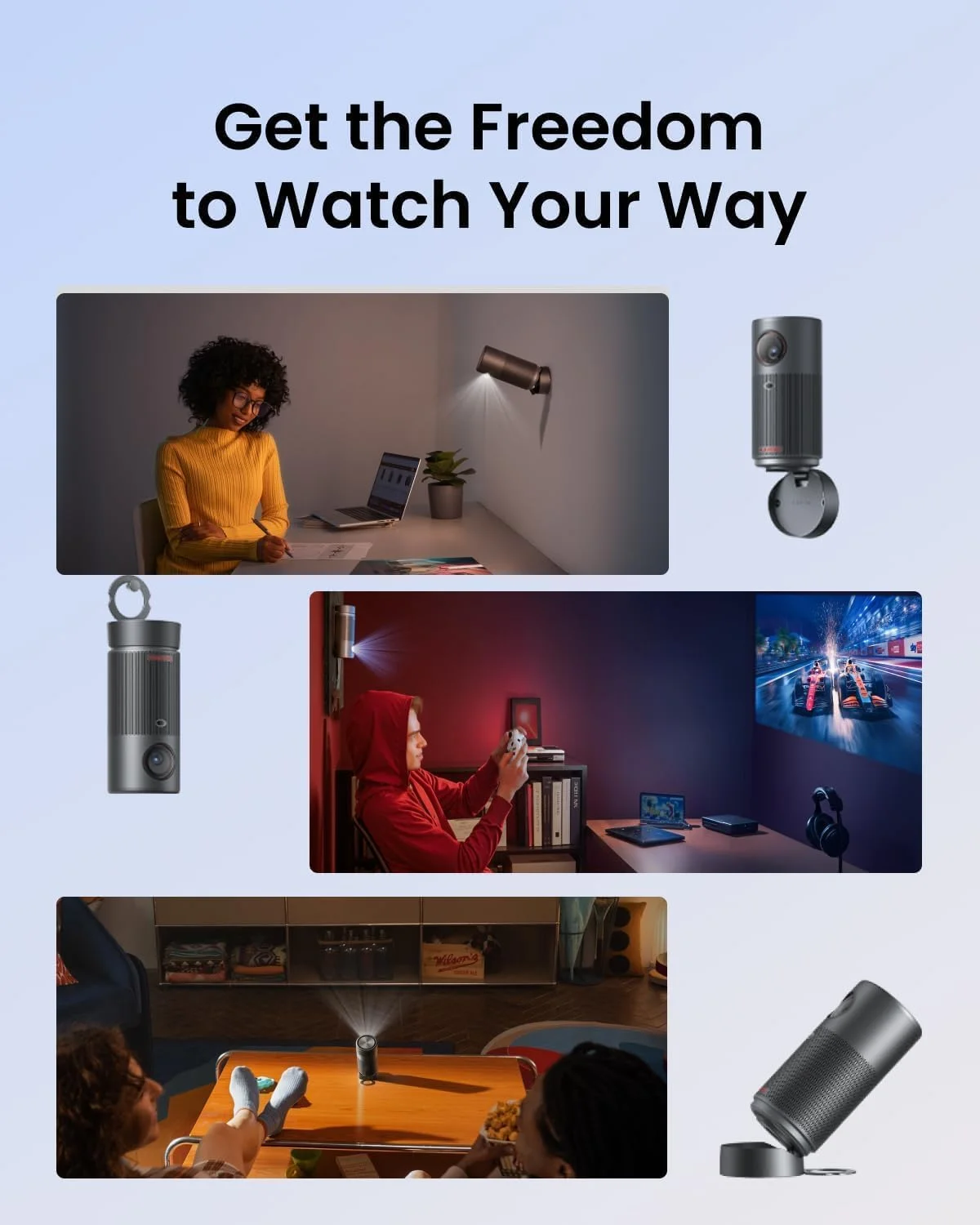 پروژکتور NEBULA Capsule Air Google TV، نتفلیکس دارای مجوز رسمی، پروژکتور مینی هوشمند 720p با Wi-Fi، 2-4 ساعت پخش، نمایشگر 100 اینچی، Dolby Digital، فوق العاده قابل حمل برای هر فضا پروژکتور NEBULA Capsule Air Google TV، نتفلیکس دارای مجوز رسمی، پروژکتور مینی هوشمند 720p با Wi-Fi، 2-4 ساعت پخش، نمایشگر 100 اینچی، Dolby Digital، فوق العاده قابل حمل برای هر فضا