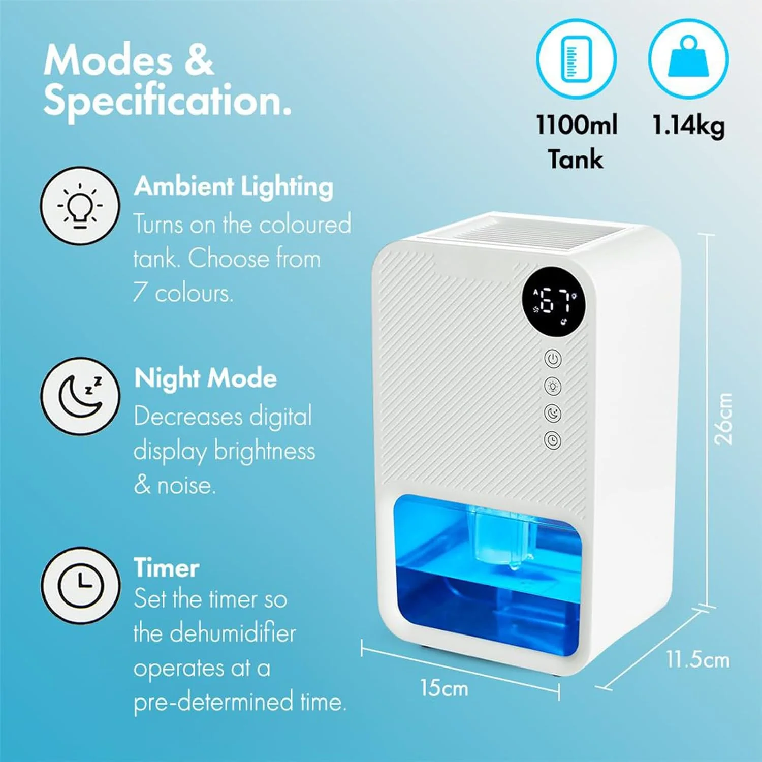 رطوبت گیر TDOO با ظرفیت 1100 میلی لیتر، تایمر 24 ساعته، حالت شب، مخزن رنگی، بی صدا، رطوبت گیر مناسب اتاق 20 متر مربعی، خاموش شدن خودکار، برای رطوبت/میعان، کنترل کپک/بو در کمد، حمام، اتاق خواب، RV (سفید-a) رطوبت گیر TDOO با ظرفیت 1100 میلی لیتر، تایمر 24 ساعته، حالت شب، مخزن رنگی، بی صدا، رطوبت گیر مناسب اتاق 20 متر مربعی، خاموش شدن خودکار، برای رطوبت/میعان، کنترل کپک/بو در کمد، حمام، اتاق خواب، RV (سفید-a)