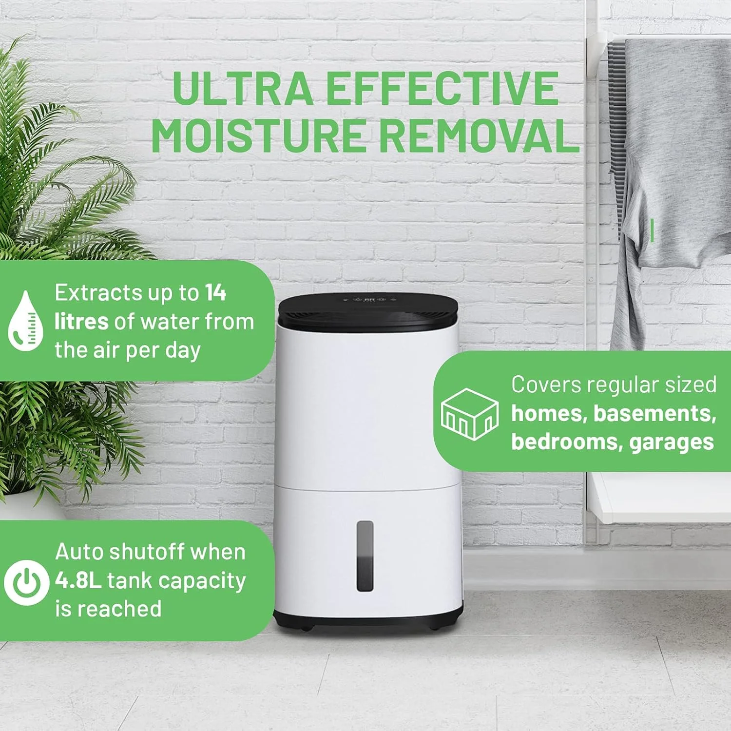 دستگاه رطوبت گیر و تصفیه کننده هوا دوگانه MeacoDry Arete® One 12L برای خانه های با اندازه معمولی - جلوگیری از رطوبت و تراکم - فوق العاده بی صدا - حالت خشک کردن لباس با انرژی کم - حالت شب