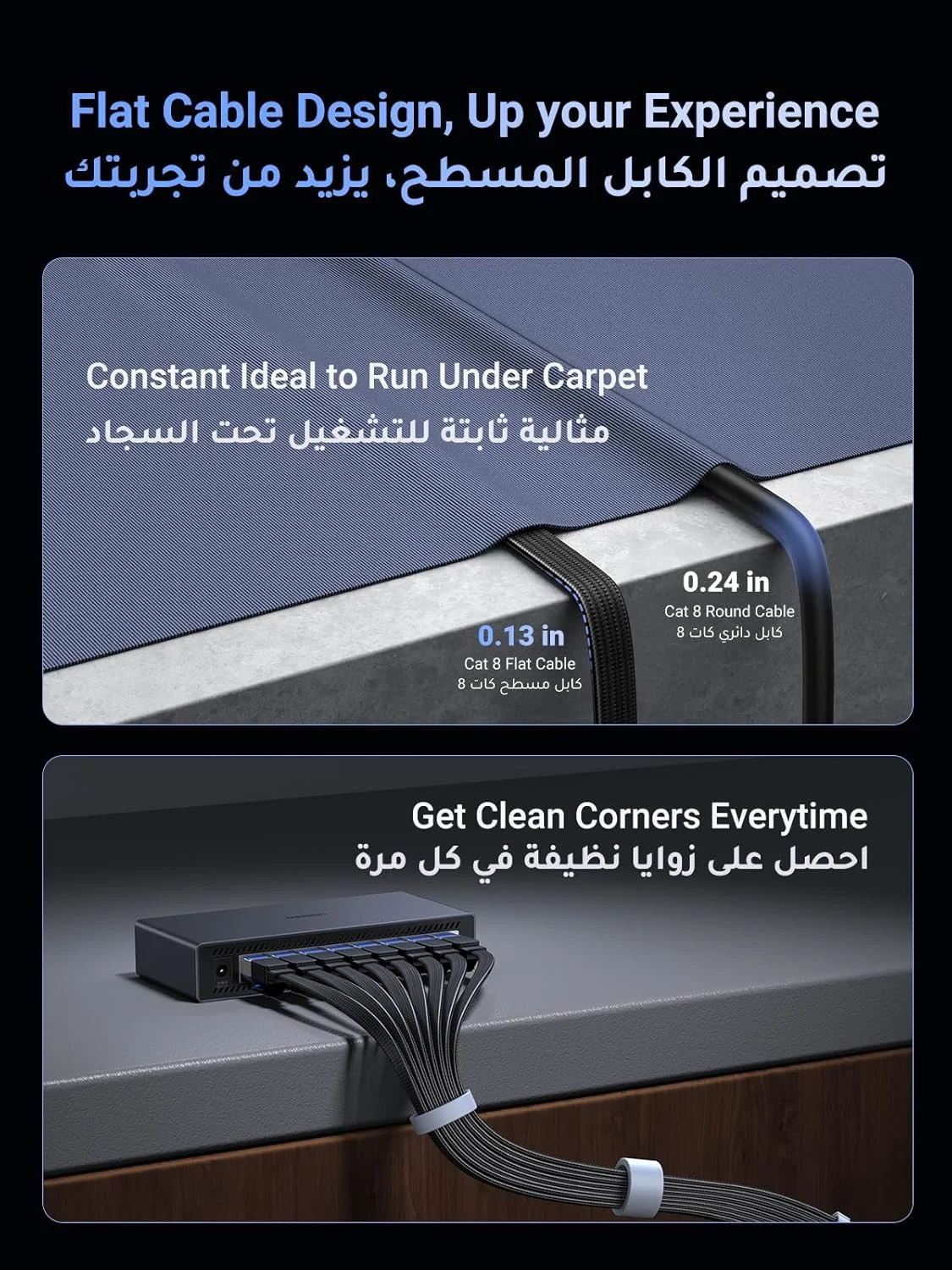 کابل اترنت UGREEN به طول 5 متر، کابل شبکه اینترنت Cat 8 تخت بافته شده و محافظ دار، 40 گیگابیت در ثانیه 2000 مگاهرتز، سیم RJ45 سازگار با روتر، مودم، ایکس باکس، سوئیچ بازی، PS5، PS4، PC، تلویزیون، مک، لپ تاپ کابل اترنت UGREEN به طول 5 متر، کابل شبکه اینترنت Cat 8 تخت بافته شده و محافظ دار، 40 گیگابیت در ثانیه 2000 مگاهرتز، سیم RJ45 سازگار با روتر، مودم، ایکس باکس، سوئیچ بازی، PS5، PS4، PC، تلویزیون، مک، لپ تاپ