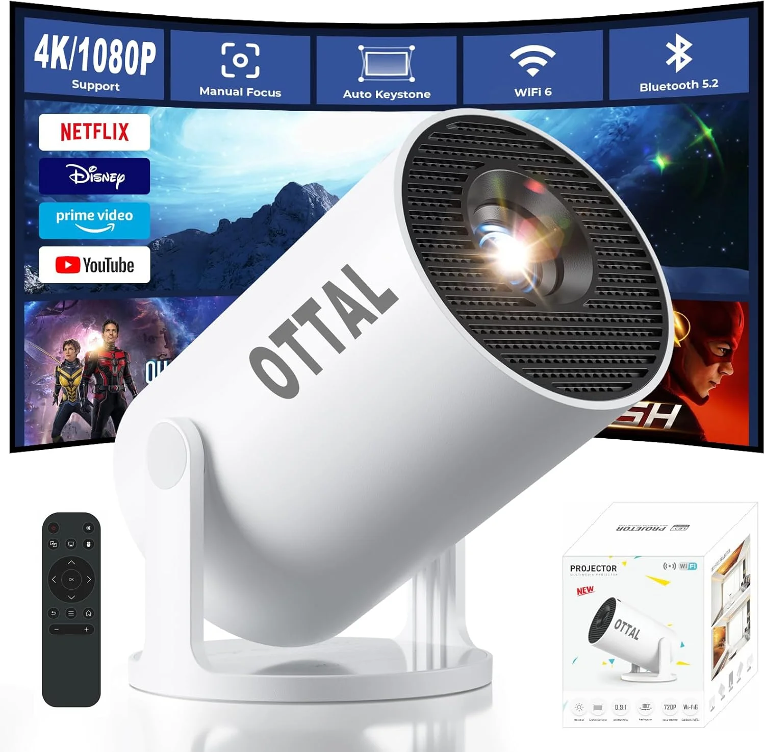 پروژکتور مینی HY300 Pro+ ارتقا یافته جدید با وای فای و بلوتوث، برنامه های داخلی، پروژکتور هوشمند قابل حمل با چرخش 180 درجه، کیستون اتوماتیک، پشتیبانی از 4K، سازگار با HDMI/USB/TV Stick/تلفن/لپ تاپ پروژکتور مینی HY300 Pro+ ارتقا یافته جدید با وای فای و بلوتوث، برنامه های داخلی، پروژکتور هوشمند قابل حمل با چرخش 180 درجه، کیستون اتوماتیک، پشتیبانی از 4K، سازگار با HDMI/USB/TV Stick/تلفن/لپ تاپ