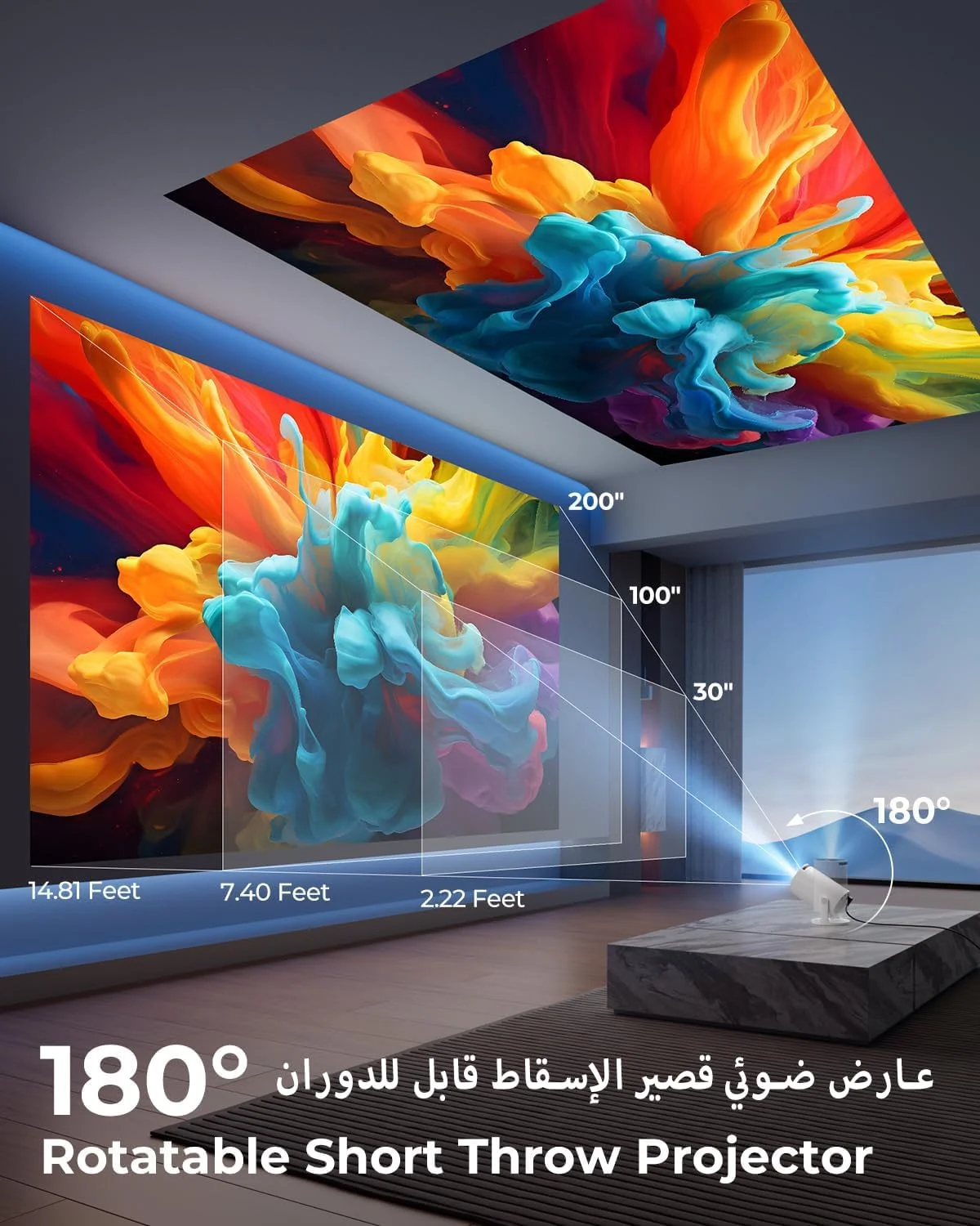 پروژکتور مینی HY300 Pro+ ارتقا یافته جدید با وای فای و بلوتوث، برنامه های داخلی، پروژکتور هوشمند قابل حمل با چرخش 180 درجه، کیستون اتوماتیک، پشتیبانی از 4K، سازگار با HDMI/USB/TV Stick/تلفن/لپ تاپ پروژکتور مینی HY300 Pro+ ارتقا یافته جدید با وای فای و بلوتوث، برنامه های داخلی، پروژکتور هوشمند قابل حمل با چرخش 180 درجه، کیستون اتوماتیک، پشتیبانی از 4K، سازگار با HDMI/USB/TV Stick/تلفن/لپ تاپ