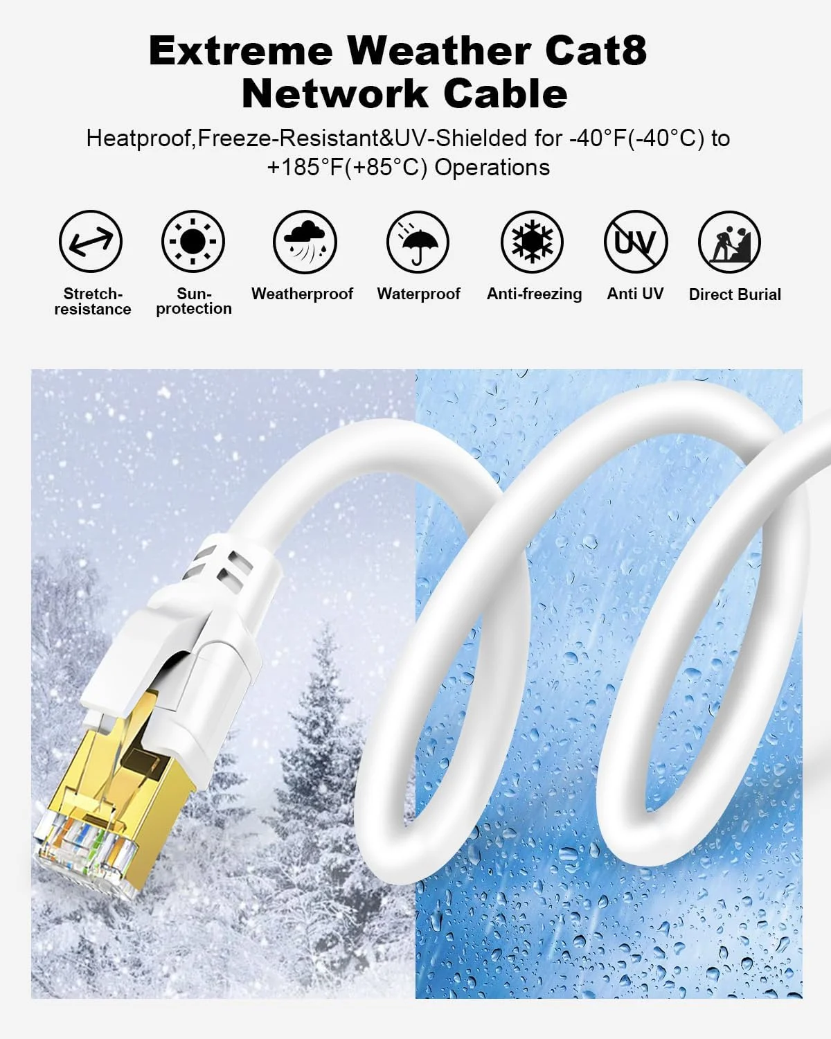 کابل اترنت CAT 8 یاهودی 0.5 متری، سرعت بالا 40 گیگابیت بر ثانیه 2000 مگاهرتز 26AWG کابل شبکه LAN اینترنت با کانکتور RJ45 روکش طلا برای روتر، مودم، کامپیوتر، سوئیچ، هاب، لپ تاپ، بازی، ایکس باکس (0.5 متر/سفید) کابل اترنت CAT 8 یاهودی 0.5 متری، سرعت بالا 40 گیگابیت بر ثانیه 2000 مگاهرتز 26AWG کابل شبکه LAN اینترنت با کانکتور RJ45 روکش طلا برای روتر، مودم، کامپیوتر، سوئیچ، هاب، لپ تاپ، بازی، ایکس باکس (0.5 متر/سفید)