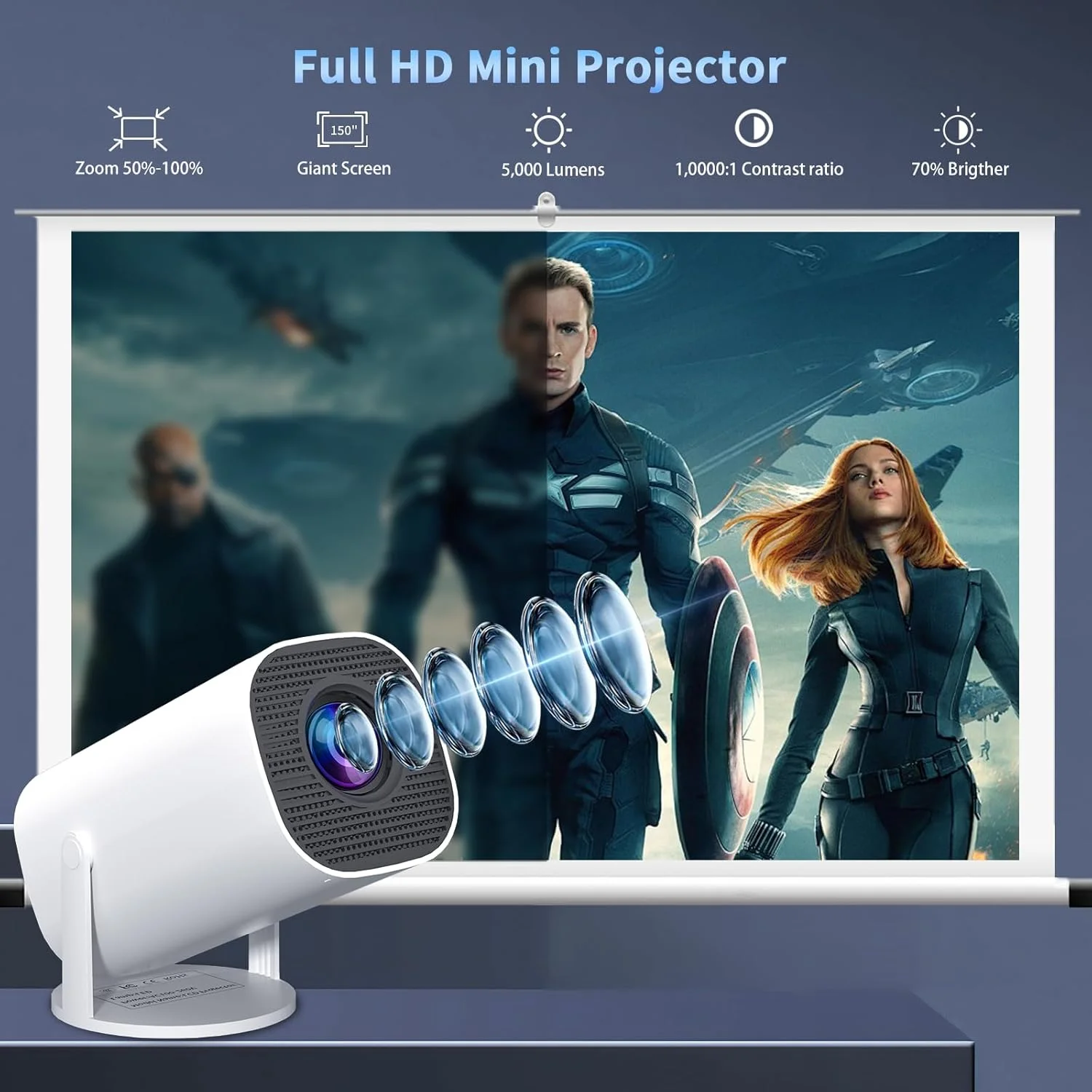 پروژکتور مینی Sucetiho با وای فای و بلوتوث، پروژکتور فیلم قابل حمل برای فضای باز با پشتیبانی از 4K/8K با سیستم عامل اندروید، پروژکتور هوشمند برای سینمای خانگی، ارائه تجاری، بازی پروژکتور مینی Sucetiho با وای فای و بلوتوث، پروژکتور فیلم قابل حمل برای فضای باز با پشتیبانی از 4K/8K با سیستم عامل اندروید، پروژکتور هوشمند برای سینمای خانگی، ارائه تجاری، بازی