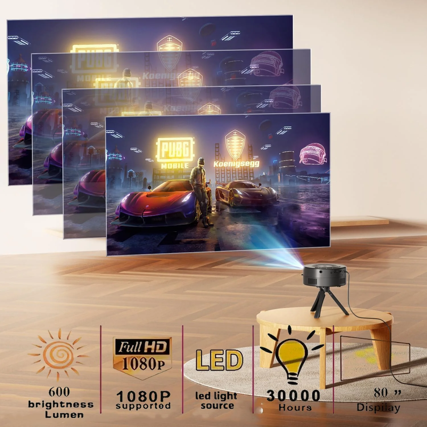 پروژکتور سیمی هوشمند STAYOUNG 1080 - مینی پروژکتور 1080P با پشتیبانی از 240 اینچ، روشنایی بالا LED، سازگار با تلفن هوشمند/استیک تلویزیون/PS4/PC/لپ تاپ (مشکی) پروژکتور سیمی هوشمند STAYOUNG 1080 - مینی پروژکتور 1080P با پشتیبانی از 240 اینچ، روشنایی بالا LED، سازگار با تلفن هوشمند/استیک تلویزیون/PS4/PC/لپ تاپ (مشکی)