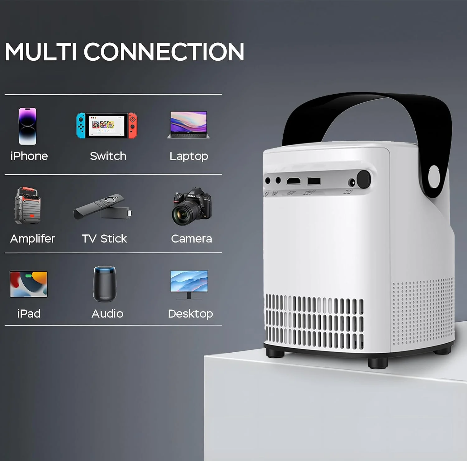 پروژکتور Unitedtime با WiFi و بلوتوث، رزولوشن اصلی 1080p، پشتیبانی از 4K، روشنایی 12000 لومن، قابل حمل، دارای پایه تاشو یکپارچه، مناسب برای سینمای خانگی، پشتیبانی از HDMI، USB، PC، TV Box، تلفن های iOS و Android پروژکتور Unitedtime با WiFi و بلوتوث، رزولوشن اصلی 1080p، پشتیبانی از 4K، روشنایی 12000 لومن، قابل حمل، دارای پایه تاشو یکپارچه، مناسب برای سینمای خانگی، پشتیبانی از HDMI، USB، PC، TV Box، تلفن های iOS و Android