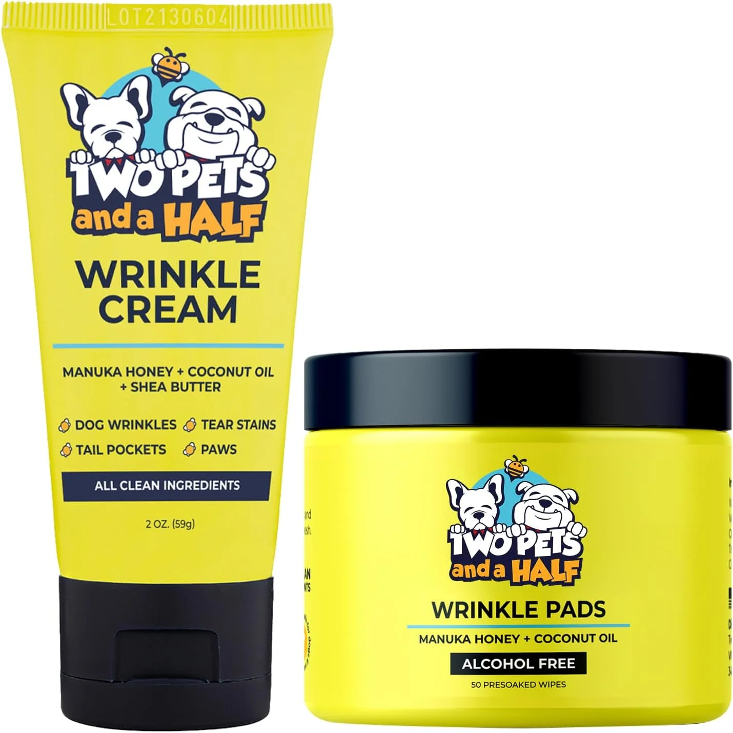 پماد برای چروک سگ بولداگ 59 میلی لیتر + 50 عدد دستمال مرطوب برای چروک سگ بولداگ - درمان بثورات پوستی و بالم چروک برای بولداگ فرانسوی و بولداگ انگلیسی - پاک کننده دم، پنجه، پاک کننده لکه اشک برای سگ ها - کرم چروک برای سگ ها