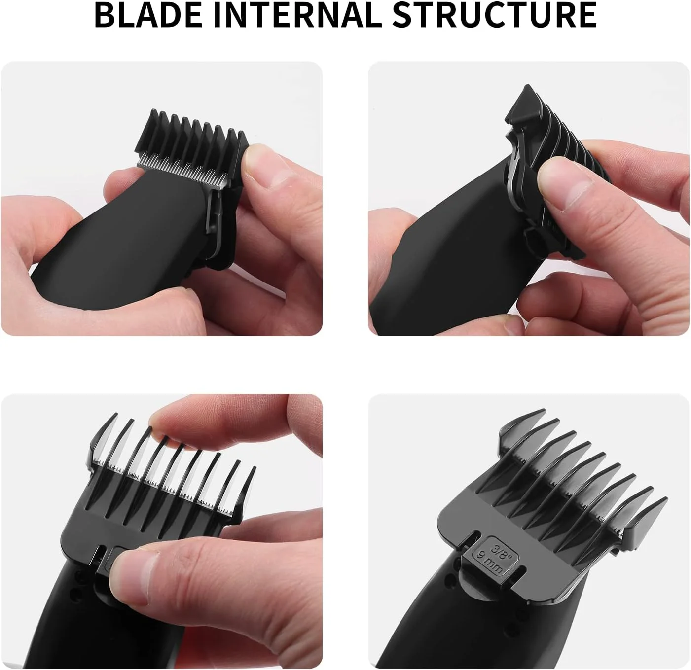 محافظ های تی اوتلانیر Wusuker مناسب برای Andis T Outliner، ست شانه های اتصال تیغه فشاری از 1/16 تا 3/8 اینچ، بسته 4 عددی