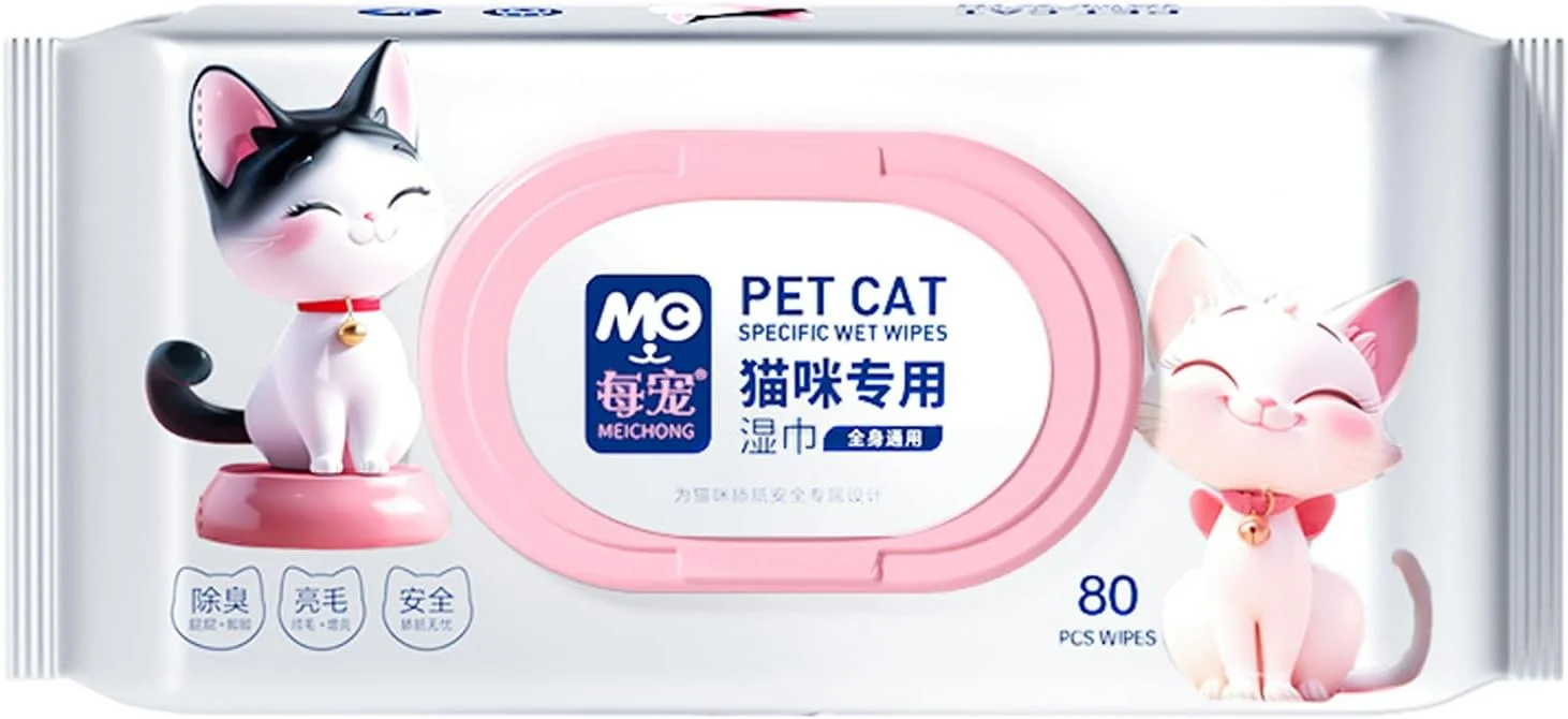 دستمال مرطوب حیوانات خانگی برای گربه ها، دستمال مرطوب چشم برای گربه ها برای کل بدن، دستمال مرطوب چشم، دستمال مرطوب گوش، پنجه ها و باسن بدون عطر