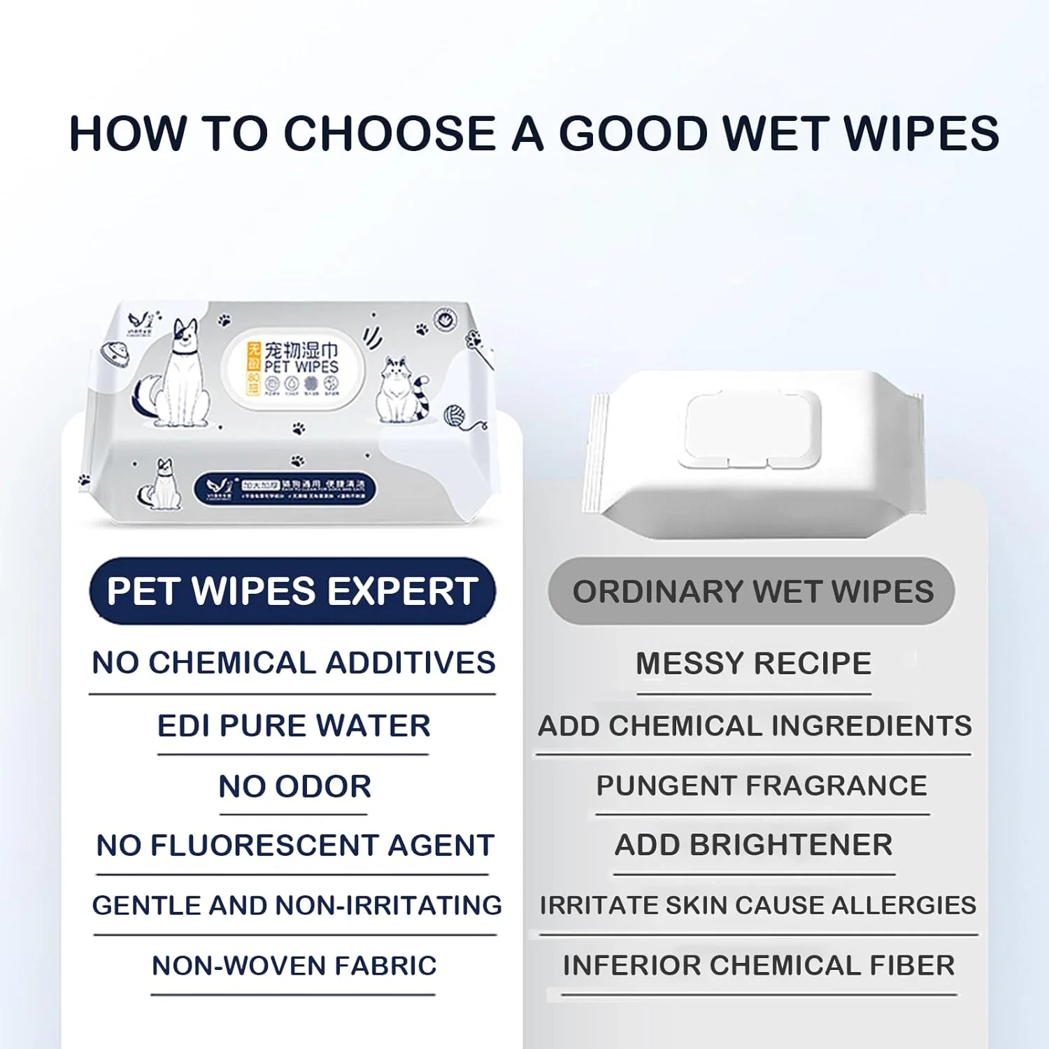 دستمال مرطوب حیوانات خانگی برای سگ و گربه | دستمال مرطوب تمیز کننده و خوشبو کننده سگ، ضد حساسیت و غیر سمی | دستمال مرطوب تمیز کننده برای گربه، 80 عدد در 1 بسته