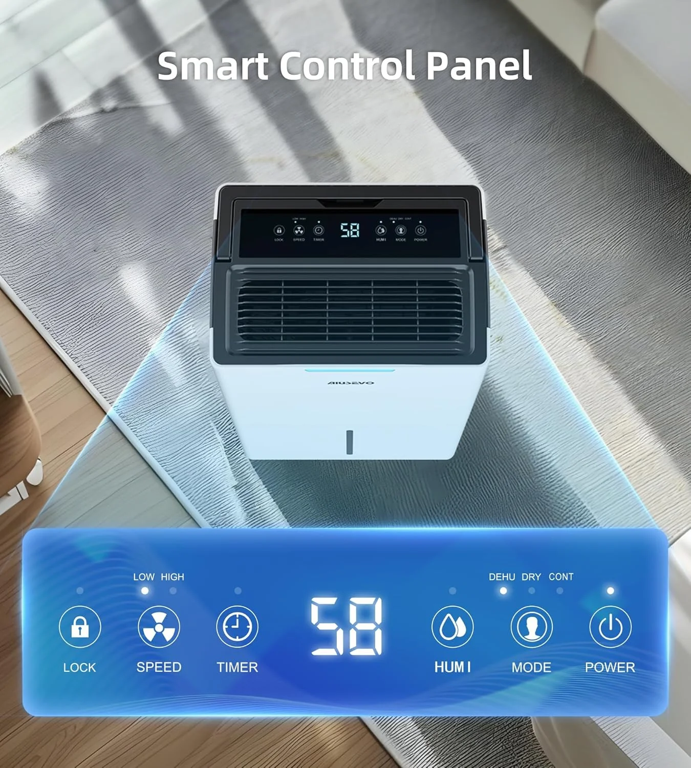 دستگاه رطوبت گیر Aiusevo با ظرفیت 5000 فوت مربع برای زیرزمین و خانه، دستگاه رطوبت گیر 52 پینتی با شلنگ تخلیه ایده آل برای اتاق بزرگ، اتاق خواب، حذف بی صدای رطوبت، 3 حالت Deshumidificador، قفل کودک، تایمر 24 ساعته