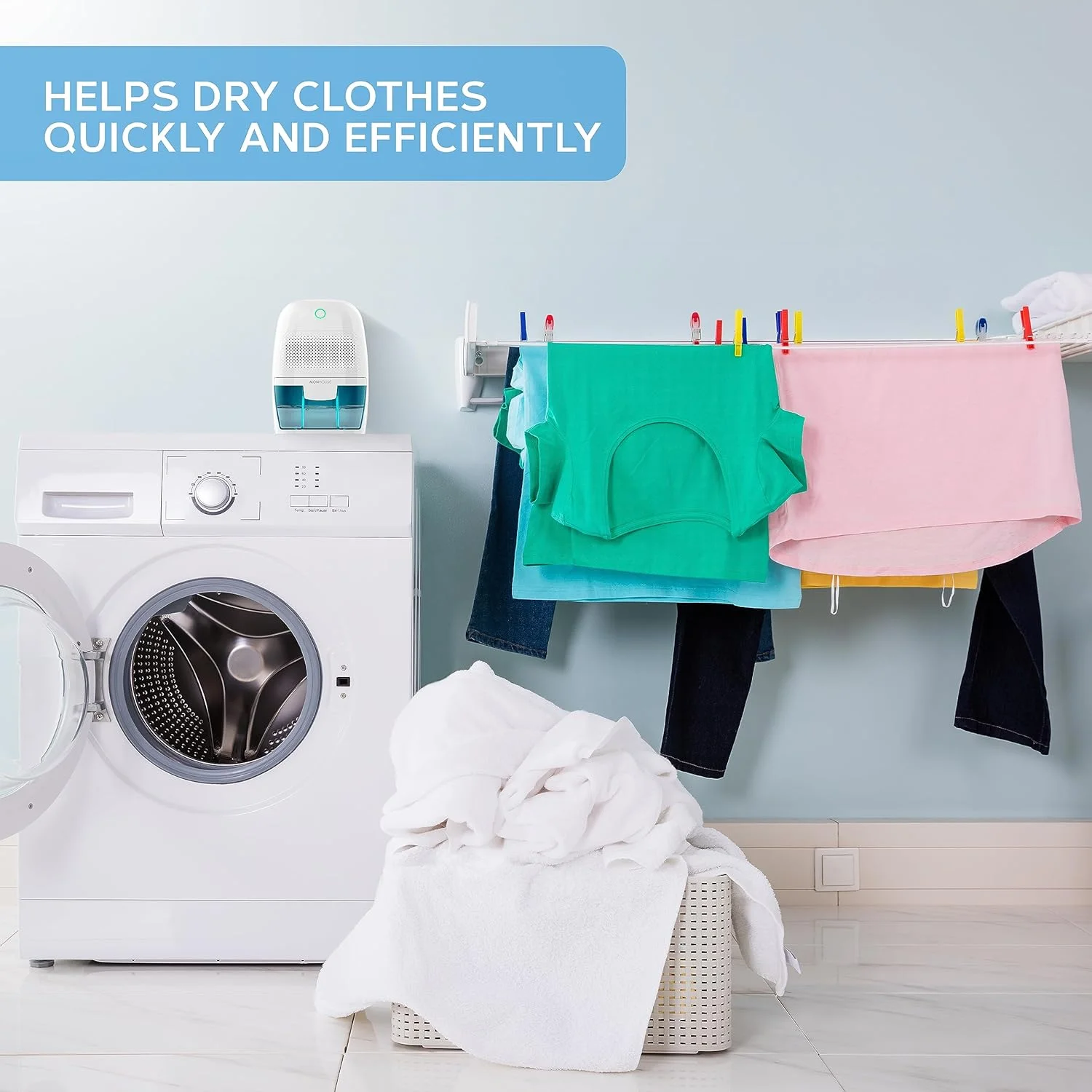 رطوبت گیر قابل حمل 600 میلی لیتری MONHOUSE، جمع و جور و بی صدا - رطوبت گیر کوچک هوا برای خانه، اتاق خواب، رطوبت، ماشین، دفتر، گاراژ، کاروان و زیرزمین - از بین برنده برقی کپک - سفید/آبی رطوبت گیر قابل حمل 600 میلی لیتری MONHOUSE، جمع و جور و بی صدا - رطوبت گیر کوچک هوا برای خانه، اتاق خواب، رطوبت، ماشین، دفتر، گاراژ، کاروان و زیرزمین - از بین برنده برقی کپک - سفید/آبی