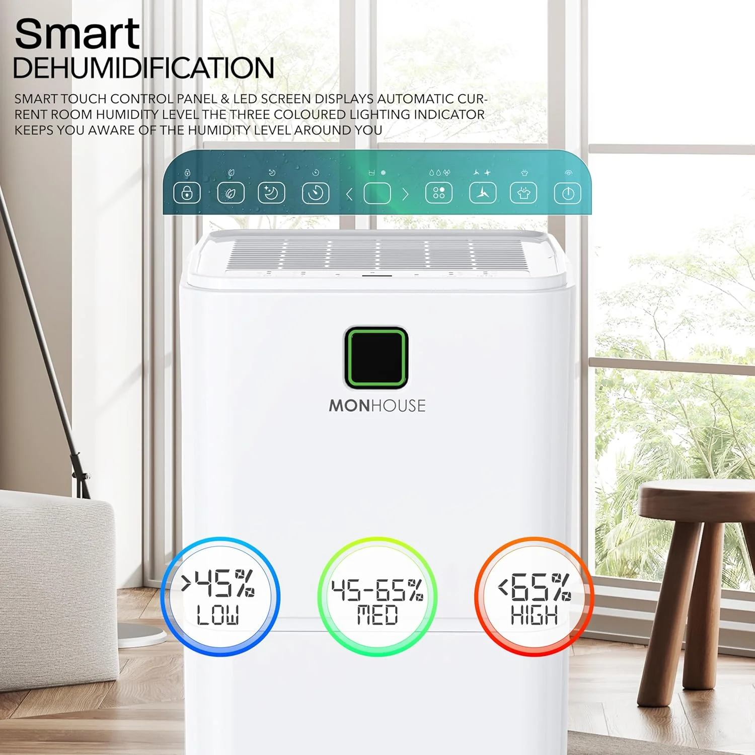 رطوبت گیر دیجیتال 12 لیتری MONHOUSE - حالت خواب، تایمر 24 ساعته برای خشک کردن لباس، اتاق خواب، زیرزمین، گاراژ و آشپزخانه - از بین برنده رطوبت، نم و تراکم قابل حمل - جذب کننده رطوبت بی صدا رطوبت گیر دیجیتال 12 لیتری MONHOUSE - حالت خواب، تایمر 24 ساعته برای خشک کردن لباس، اتاق خواب، زیرزمین، گاراژ و آشپزخانه - از بین برنده رطوبت، نم و تراکم قابل حمل - جذب کننده رطوبت بی صدا