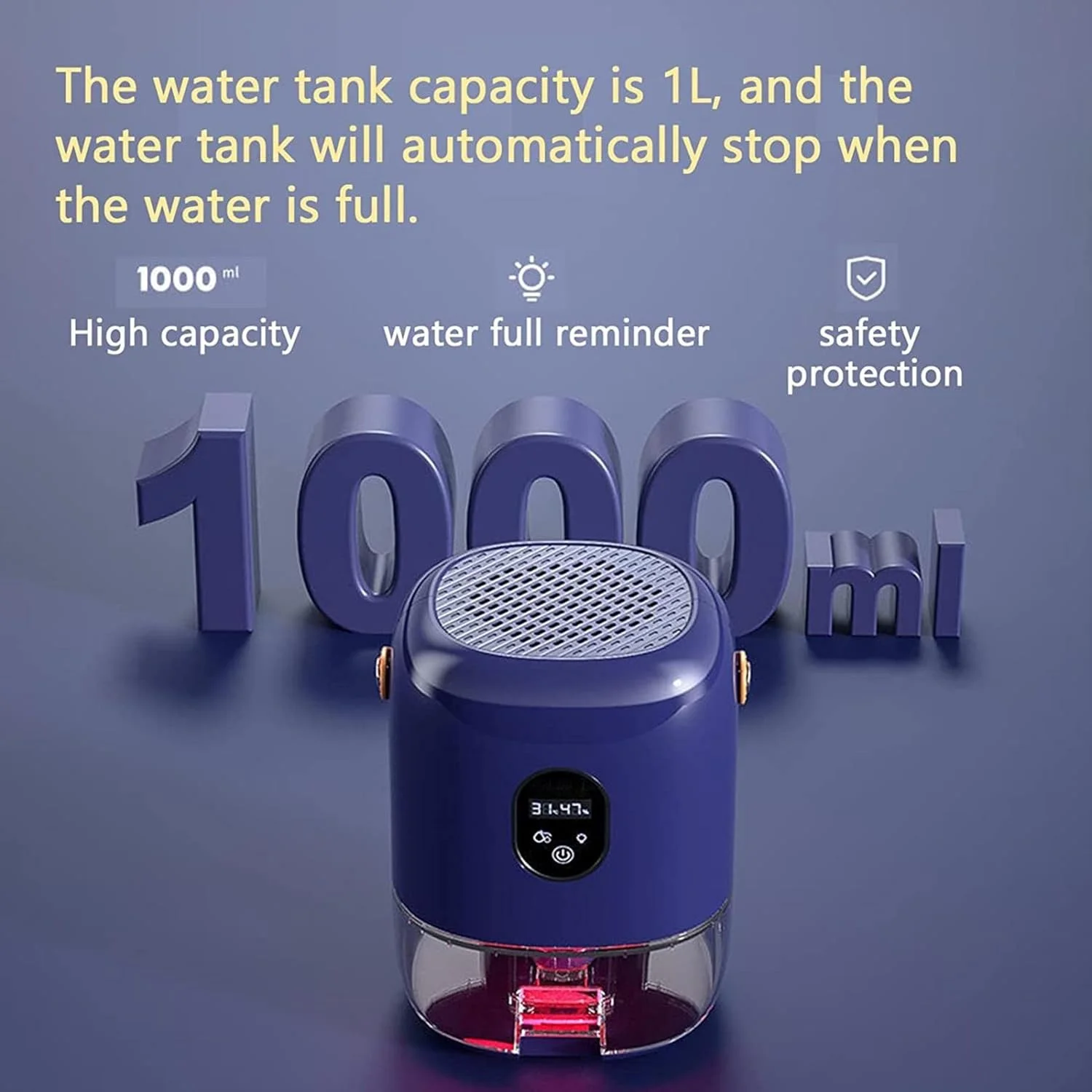 رطوبت گیر کوچک خانگی MAHWTF مدل 1 لیتری 40 وات، رطوبت ثابت هوشمند، دارای چراغ های رنگی، تشخیص دما و رطوبت، عاجی رطوبت گیر کوچک خانگی MAHWTF مدل 1 لیتری 40 وات، رطوبت ثابت هوشمند، دارای چراغ های رنگی، تشخیص دما و رطوبت، عاجی