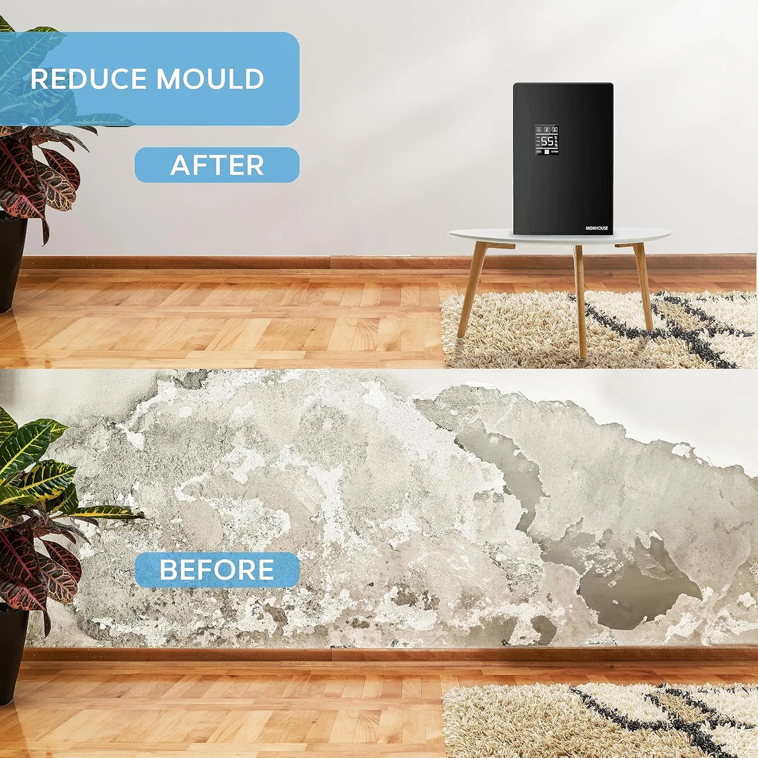 دستگاه رطوبت گیر خانگی پریمیوم MONHOUSE - مخزن 2200 میلی لیتری - دارای کنترل از راه دور، حالت خواب و یخ زدایی، نمایشگر LED، تایمر 24 ساعته و خاموش شدن خودکار هنگام پر شدن مخزن - جاذب رطوبت الکتریکی فوق العاده بی صدا - مشکی دستگاه رطوبت گیر خانگی پریمیوم MONHOUSE - مخزن 2200 میلی لیتری - دارای کنترل از راه دور، حالت خواب و یخ زدایی، نمایشگر LED، تایمر 24 ساعته و خاموش شدن خودکار هنگام پر شدن مخزن - جاذب رطوبت الکتریکی فوق العاده بی صدا - مشکی