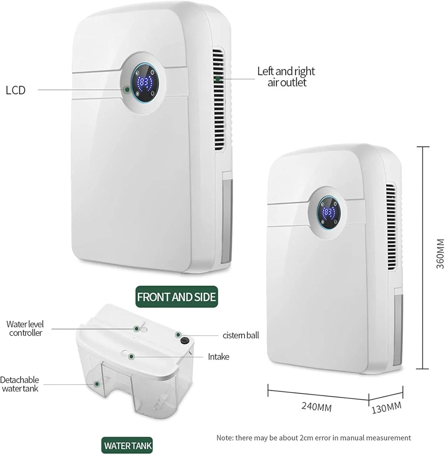 رطوبت گیر کوچک خانگی 2.5 لیتری MAHWTF، مناسب فضای 5-20 متر مربع، 25 وات، دارای کنترل از راه دور/لوله آب خارجی، برای جذب رطوبت زیرزمین رطوبت گیر کوچک خانگی 2.5 لیتری MAHWTF، مناسب فضای 5-20 متر مربع، 25 وات، دارای کنترل از راه دور/لوله آب خارجی، برای جذب رطوبت زیرزمین