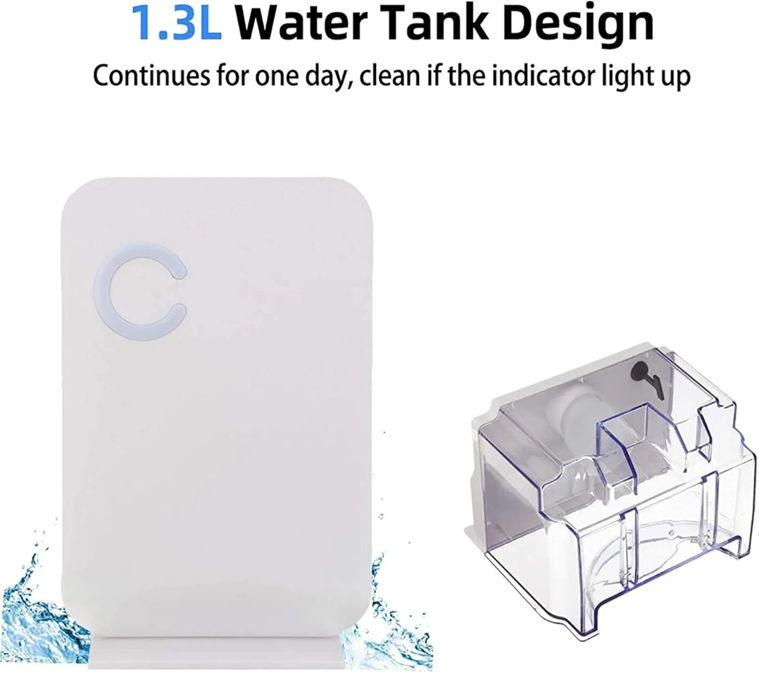 رطوبت گیر 1.3 لیتری MAHWTF، خشک کن هوای کوچک قابل حمل خانگی، جذب کننده رطوبت، کم صدا مناسب اتاق و کمد، دارای دکمه تک لمسی و دستگیره قابل حمل