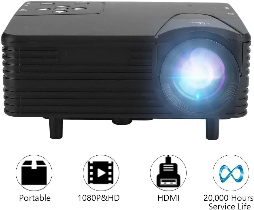 پروژکتور مینی، پروژکتور فیلم سینمای خانگی قابل حمل، پروژکتور ویدئویی LED HD 16:9 با کنترل از راه دور با VGA/DC in/اسلات کارت حافظه برای بازی سینمای خانگی داخلی و خارجی پروژکتور مینی، پروژکتور فیلم سینمای خانگی قابل حمل، پروژکتور ویدئویی LED HD 16:9 با کنترل از راه دور با VGA/DC in/اسلات کارت حافظه برای بازی سینمای خانگی داخلی و خارجی