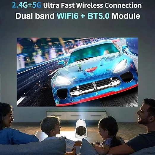 مینی پروژکتور 2024 – رزولوشن اصلی 1080P ارتقا یافته با پشتیبانی از 4K | پروژکتور قابل حمل با کنترل دوگانه، WiFi 6، BT5.2، زاویه پروجکشن 180 درجه