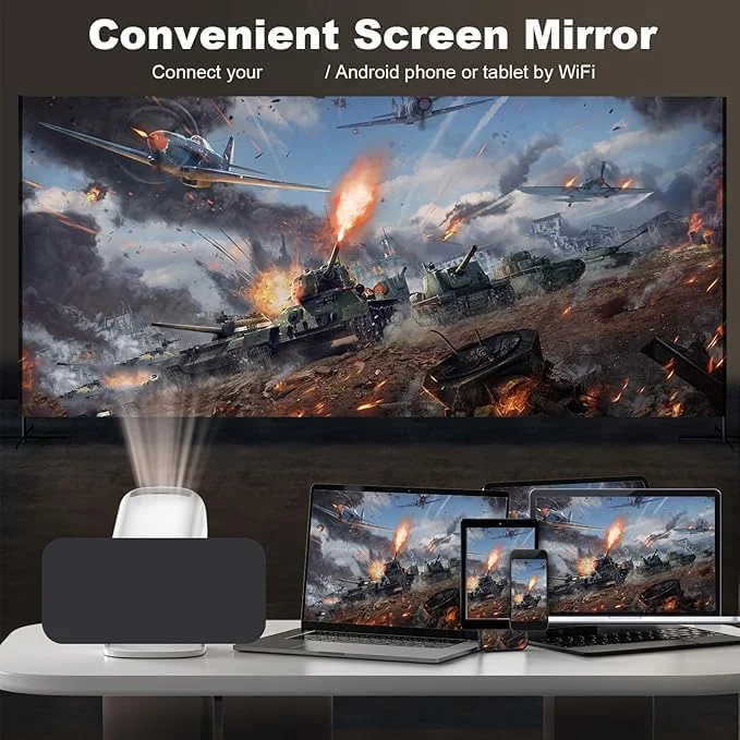 پروژکتور مینی قابل حمل - پروژکتور چند رسانه ای خودرو و خانه هوشمند با WiFi 6، 5.2، پروجکشن 180 درجه برای سینما، لپ تاپ، کامپیوتر و نوت بوک پروژکتور مینی قابل حمل - پروژکتور چند رسانه ای خودرو و خانه هوشمند با WiFi 6، 5.2، پروجکشن 180 درجه برای سینما، لپ تاپ، کامپیوتر و نوت بوک