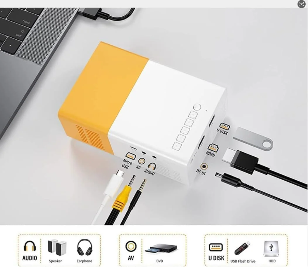 پروژکتور LED کوچک قابل حمل - پروژکتور ویدئویی LCD HD با رابط های HDMI، USB و AV، کنترل از راه دور، روشنایی 400 لومن برای سینمای خانگی، فیلم های فضای باز، مهمانی ها، بازی و سرگرمی کودکان پروژکتور LED کوچک قابل حمل - پروژکتور ویدئویی LCD HD با رابط های HDMI، USB و AV، کنترل از راه دور، روشنایی 400 لومن برای سینمای خانگی، فیلم های فضای باز، مهمانی ها، بازی و سرگرمی کودکان