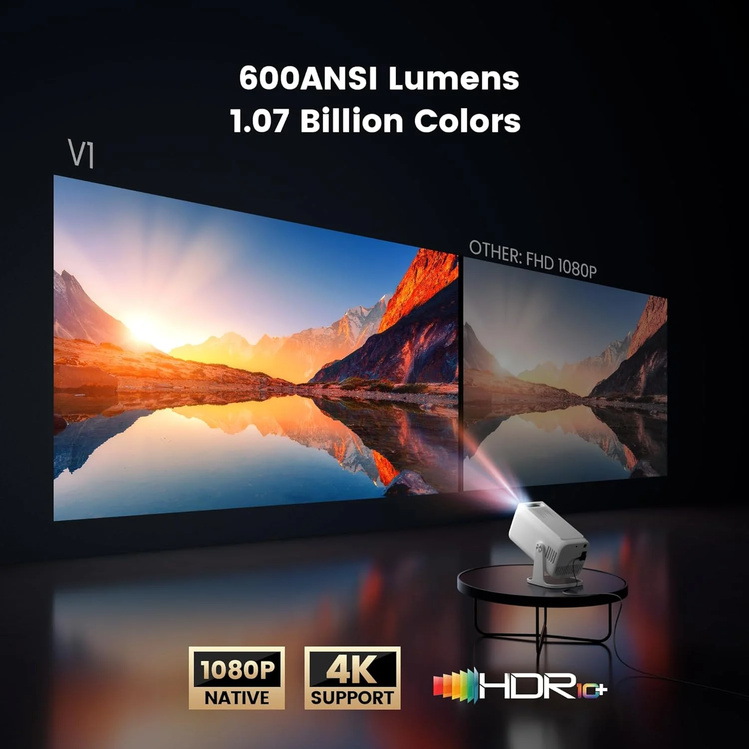 پروژکتور مینی 4K با وای فای و بلوتوث، پروژکتور کوچک فیلم قابل حمل هوشمند 1080P Full HD با پایه چرخان 270 درجه، سیستم عامل اندروید 13، کیستون خودکار، پشتیبانی از صفحه نمایش بزرگ برای اتاق خواب خانه پروژکتور مینی 4K با وای فای و بلوتوث، پروژکتور کوچک فیلم قابل حمل هوشمند 1080P Full HD با پایه چرخان 270 درجه، سیستم عامل اندروید 13، کیستون خودکار، پشتیبانی از صفحه نمایش بزرگ برای اتاق خواب خانه