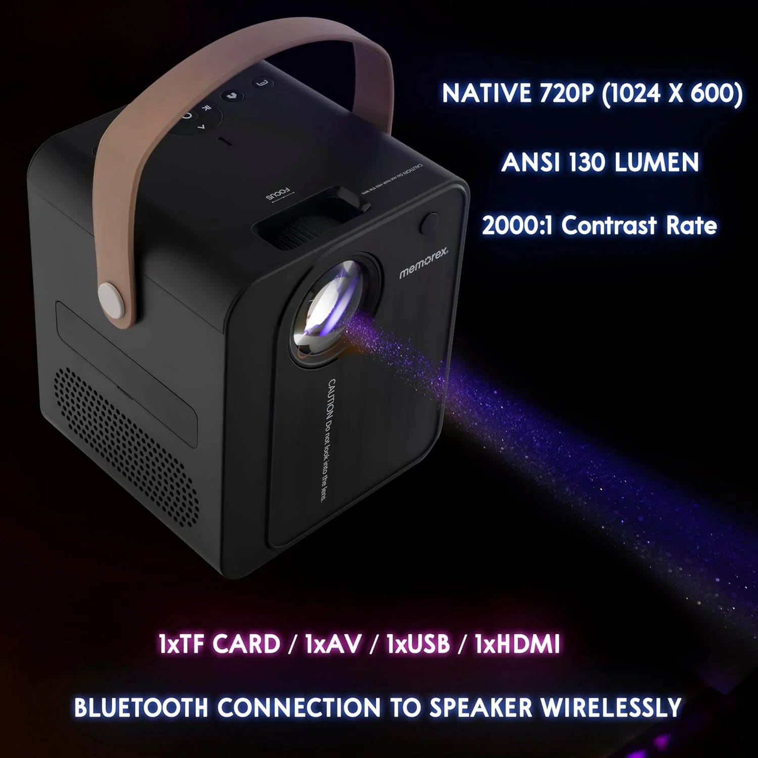 پروژکتور HD قابل حمل 720P ممورکس MX-PJ720 با بلوتوث 5.3، HDMI، USB، ورودی کارت TF | 130 لومن ANSI | مناسب برای بازی، ارائه و سرگرمی خانگی پروژکتور HD قابل حمل 720P ممورکس MX-PJ720 با بلوتوث 5.3، HDMI، USB، ورودی کارت TF | 130 لومن ANSI | مناسب برای بازی، ارائه و سرگرمی خانگی