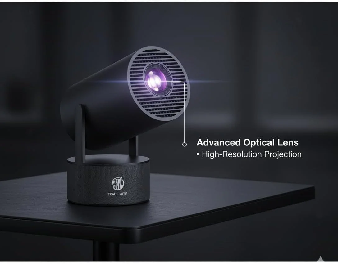 پروژکتور اسپیکر قابل حمل HT5 PRO با میکروفون دوگانه، پروژکتور LED 720P مینی سینمای خانگی با بلندگوهای داخلی، نمایشگر 130 اینچی، ورودی USB/HDMI/AV، برای فیلم، بازی، استفاده در فضای باز - سفید