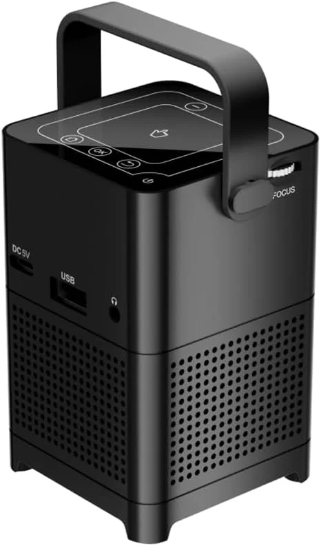 پروژکتور هوشمند قابل حمل MERLIN Cube Premium – نمایشگر 400 اینچی UHD، ال ای دی DLP با 500 انسی لومن، اصلاح زاویه خودکار، سیستم عامل اندروید، باتری 3 ساعته، 16 گیگابایت حافظه فلش، بلندگوی داخلی، سازگار با iOS/Android