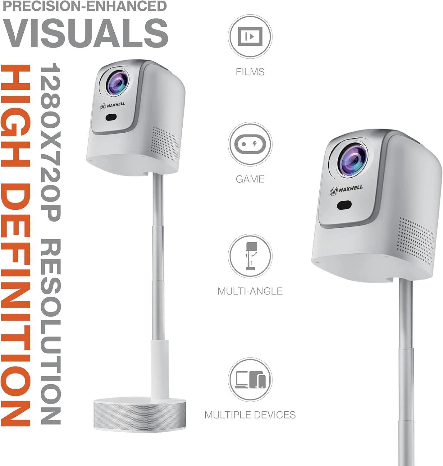 پروژکتور هوشمند مکسول Spectra با کیفیت 1080P و پشتیبانی از 4K، دارای بالابر مخفی، صفحه نمایش 100 اینچی، وای فای 5G، گیمبال چرخشی، مناسب برای سینمای خانگی و استفاده اداری پروژکتور هوشمند مکسول Spectra با کیفیت 1080P و پشتیبانی از 4K، دارای بالابر مخفی، صفحه نمایش 100 اینچی، وای فای 5G، گیمبال چرخشی، مناسب برای سینمای خانگی و استفاده اداری