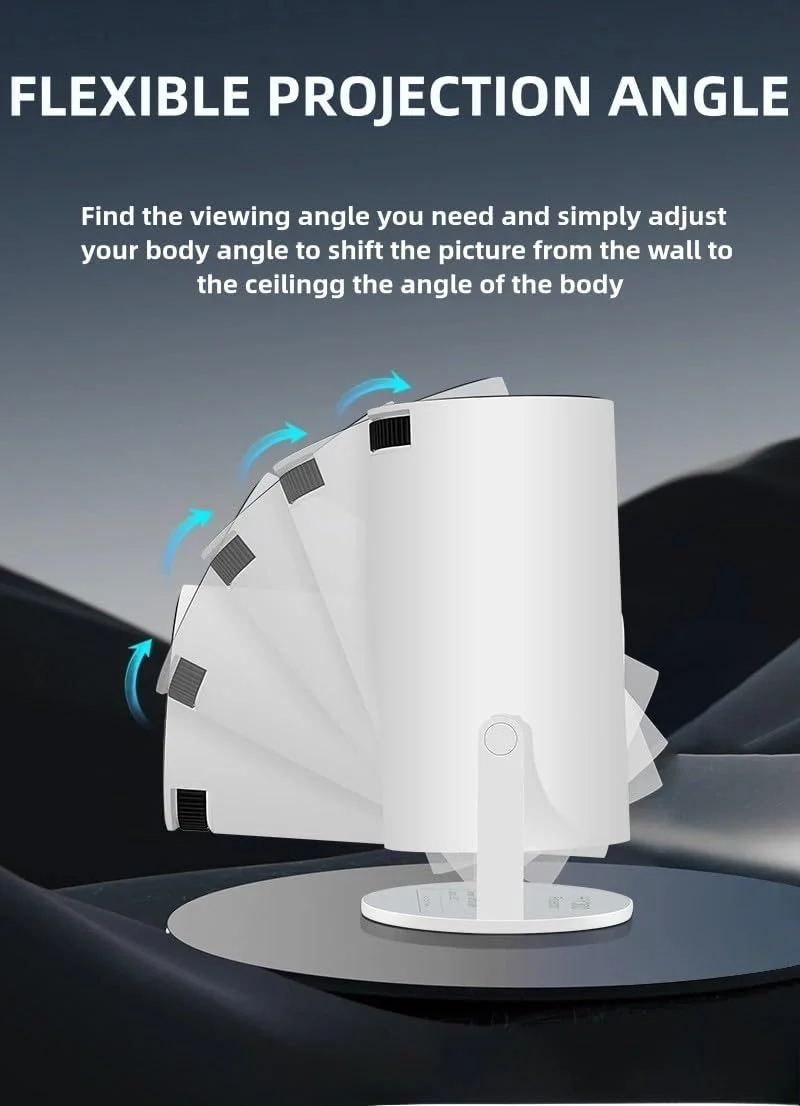 لونوش - پروژکتور هوشمند 4K لونوش، پروژکتور فوق العاده HD لونوش، پروژکتور کوچک قابل حمل 4k، پروژکتور هوشمند با وای فای و بلوتوث، پروژکتور قابل حمل 4k پروژکتور ویدیویی خانگی با چرخش 180 درجه (1 عدد)