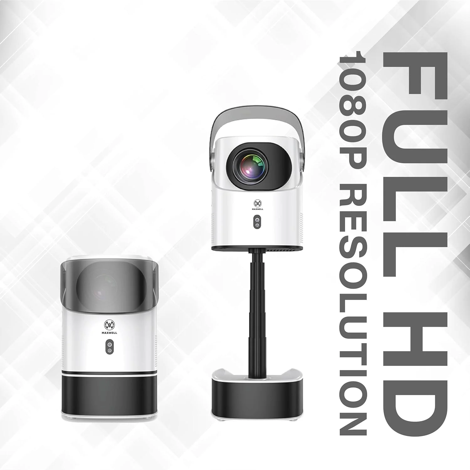 پروژکتور مکسول فانتوم پرو با پشتیبانی از 4K، پایه داخلی، بلندگوی قابل حمل، رزولوشن Full HD 1080P، تصحیح کیستون، فوکوس الکترونیکی، سیستم صوتی Hi-Fi، وای فای 5G، پروژکتور سینمای خانگی/فضای باز