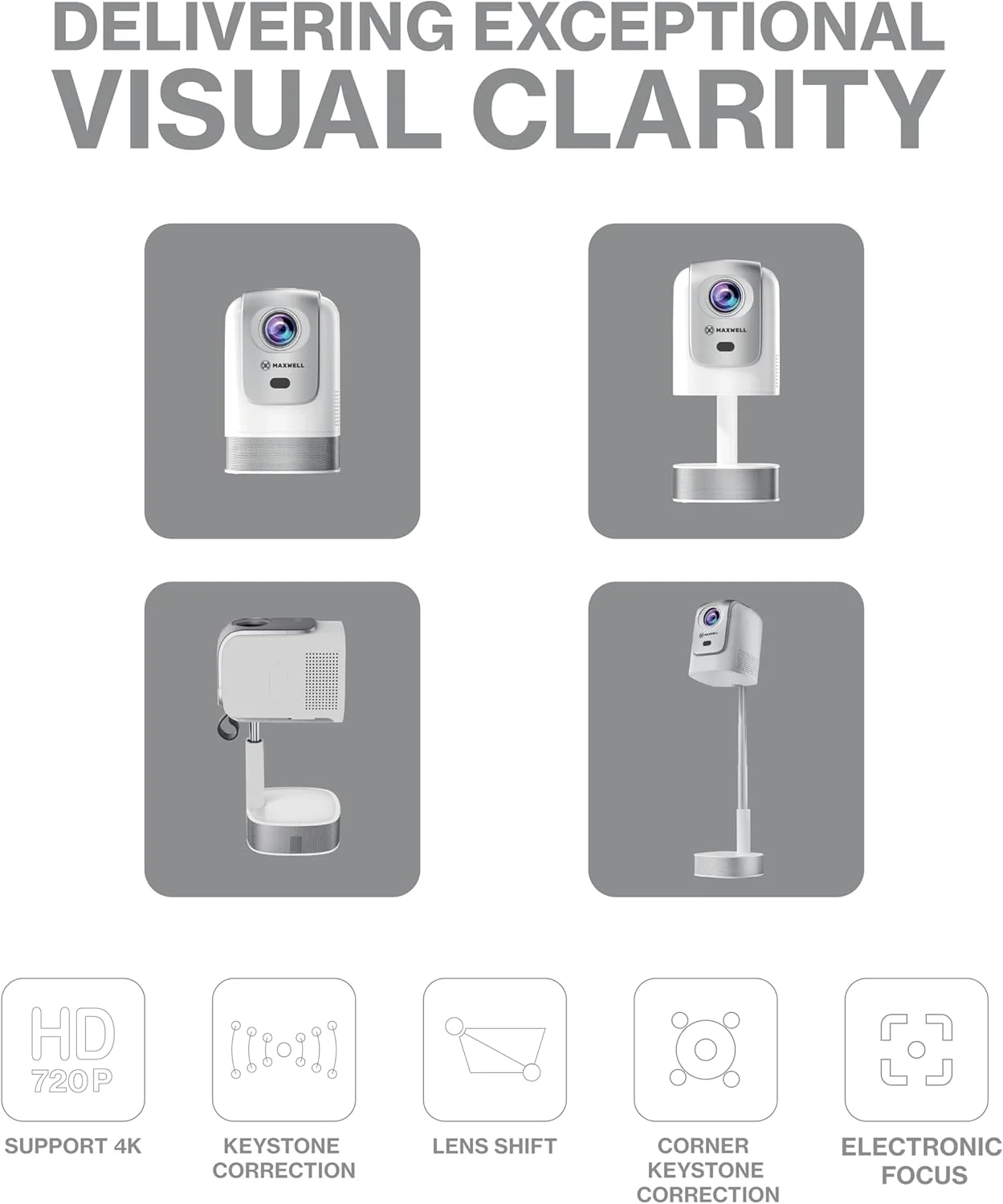 پروژکتور هوشمند مکسول Spectra با کیفیت 1080P و پشتیبانی از 4K، دارای بالابر مخفی، صفحه نمایش 100 اینچی، وای فای 5G، گیمبال چرخشی، مناسب برای سینمای خانگی و استفاده اداری پروژکتور هوشمند مکسول Spectra با کیفیت 1080P و پشتیبانی از 4K، دارای بالابر مخفی، صفحه نمایش 100 اینچی، وای فای 5G، گیمبال چرخشی، مناسب برای سینمای خانگی و استفاده اداری