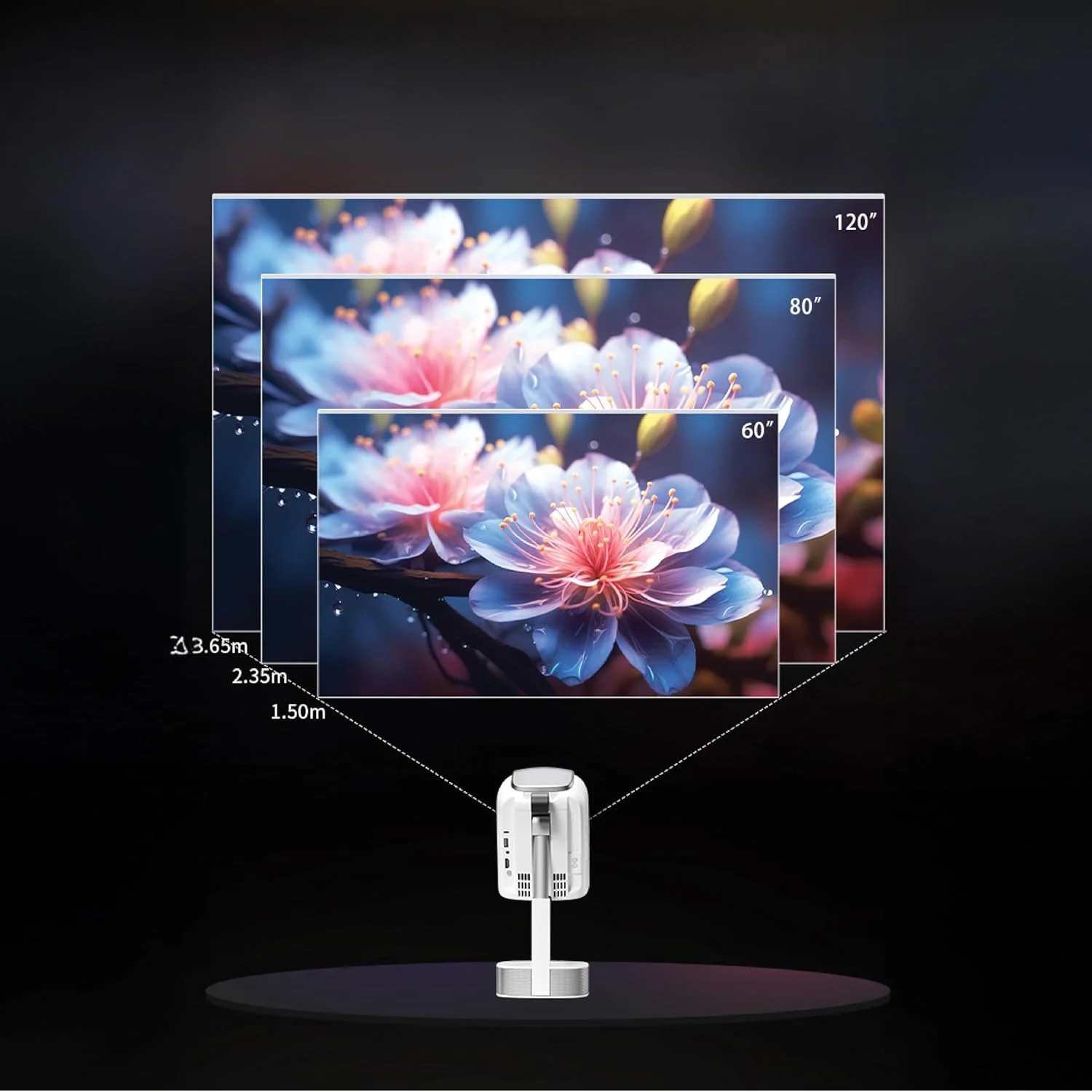 پروژکتور هوشمند مکسول Spectra با کیفیت 1080P و پشتیبانی از 4K، دارای بالابر مخفی، صفحه نمایش 100 اینچی، وای فای 5G، گیمبال چرخشی، مناسب برای سینمای خانگی و استفاده اداری پروژکتور هوشمند مکسول Spectra با کیفیت 1080P و پشتیبانی از 4K، دارای بالابر مخفی، صفحه نمایش 100 اینچی، وای فای 5G، گیمبال چرخشی، مناسب برای سینمای خانگی و استفاده اداری