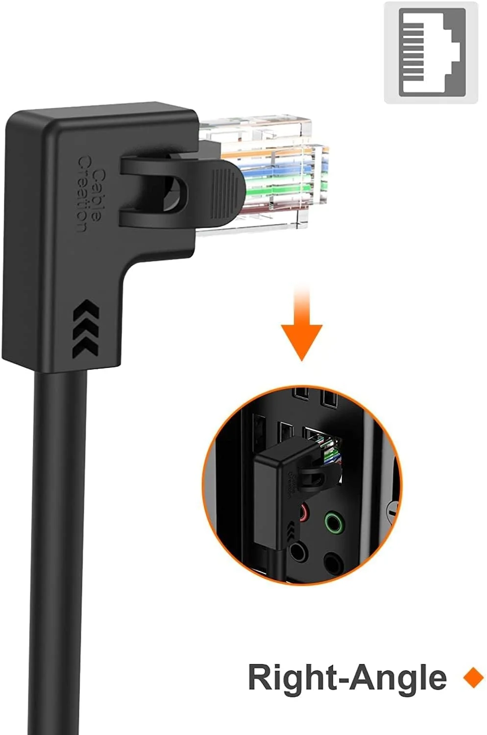 CableCreation Angle CAT6 Ethernet Patch Cable(10 Feet), Right Angled Lan Cable with 50U”Gold Plated Contact, Black Color CableCreation Angle CAT6 Ethernet Patch Cable(10 Feet), Right Angled Lan Cable with 50U”Gold Plated Contact, Black Color