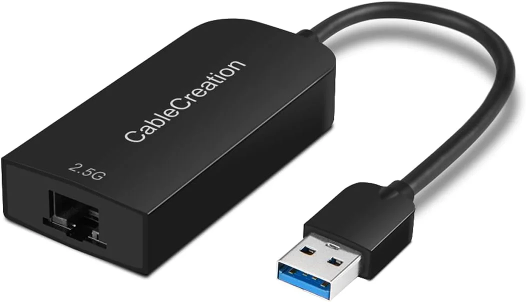 CableCreation USB 3.0 to 2.5 Gigabit LAN Ethernet Cable Adapter USB to Network up to 2.5Gbps Compatible with MacBook Pro Air Windows 10 8.1 macOS X 10.6-10.15 Black