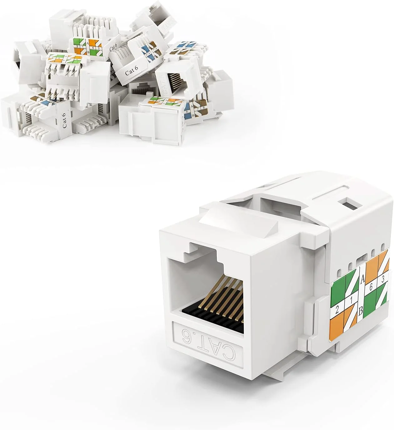 CableCreation Cat6 Keystone Jacks, CableCreation 10-Pack RJ45 Keystone Jack UL Listed, Ethernet Keystone Modular Female Connectors, White