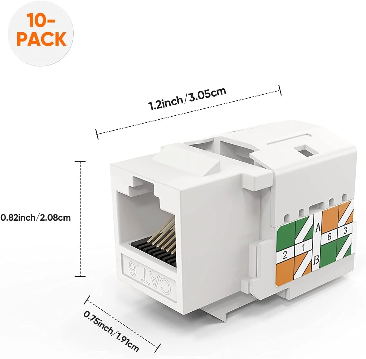 CableCreation Cat6 Keystone Jacks, CableCreation 10-Pack RJ45 Keystone Jack UL Listed, Ethernet Keystone Modular Female Connectors, White CableCreation Cat6 Keystone Jacks, CableCreation 10-Pack RJ45 Keystone Jack UL Listed, Ethernet Keystone Modular Female Connectors, White