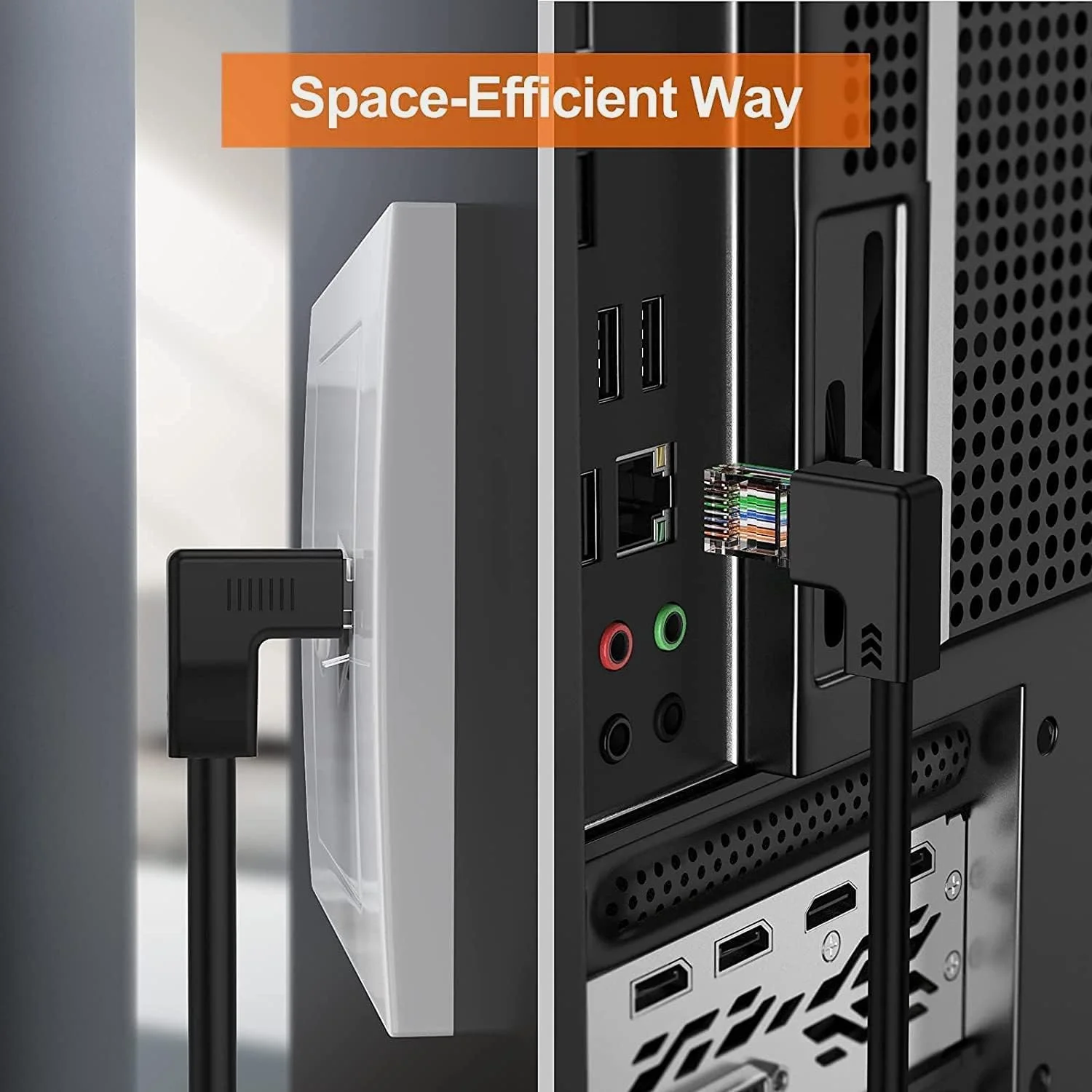 CableCreation Angle CAT6 Ethernet Patch Cable(10 Feet), Right Angled Lan Cable with 50U”Gold Plated Contact, Black Color CableCreation Angle CAT6 Ethernet Patch Cable(10 Feet), Right Angled Lan Cable with 50U”Gold Plated Contact, Black Color