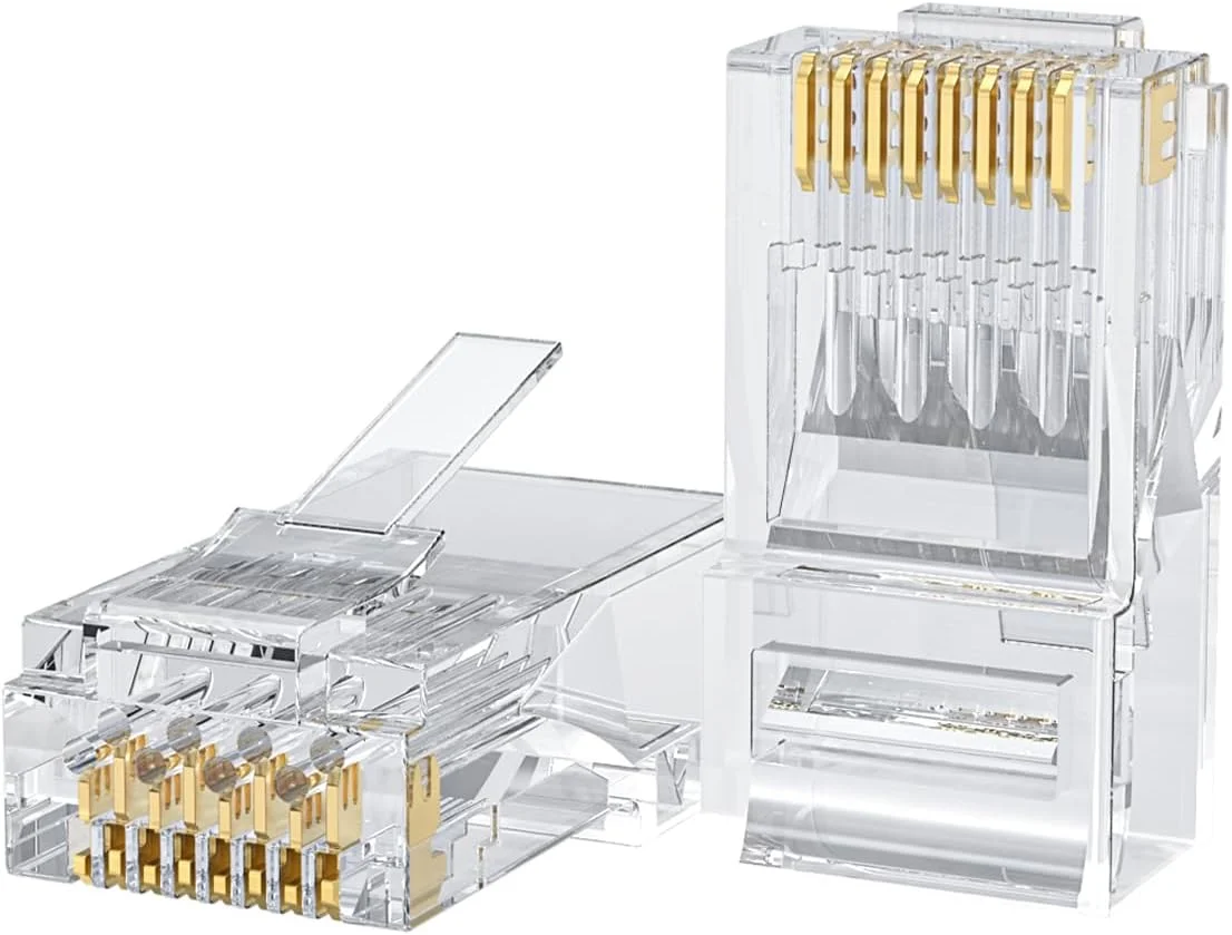 Cat6 RJ45 Ends, CableCreation 100-PACK Cat6 Connector, Cat6 / Cat5e RJ45 Connector, Ethernet Cable Crimp Connectors UTP Network Plug for Solid Wire and Standard Cable, Transparent