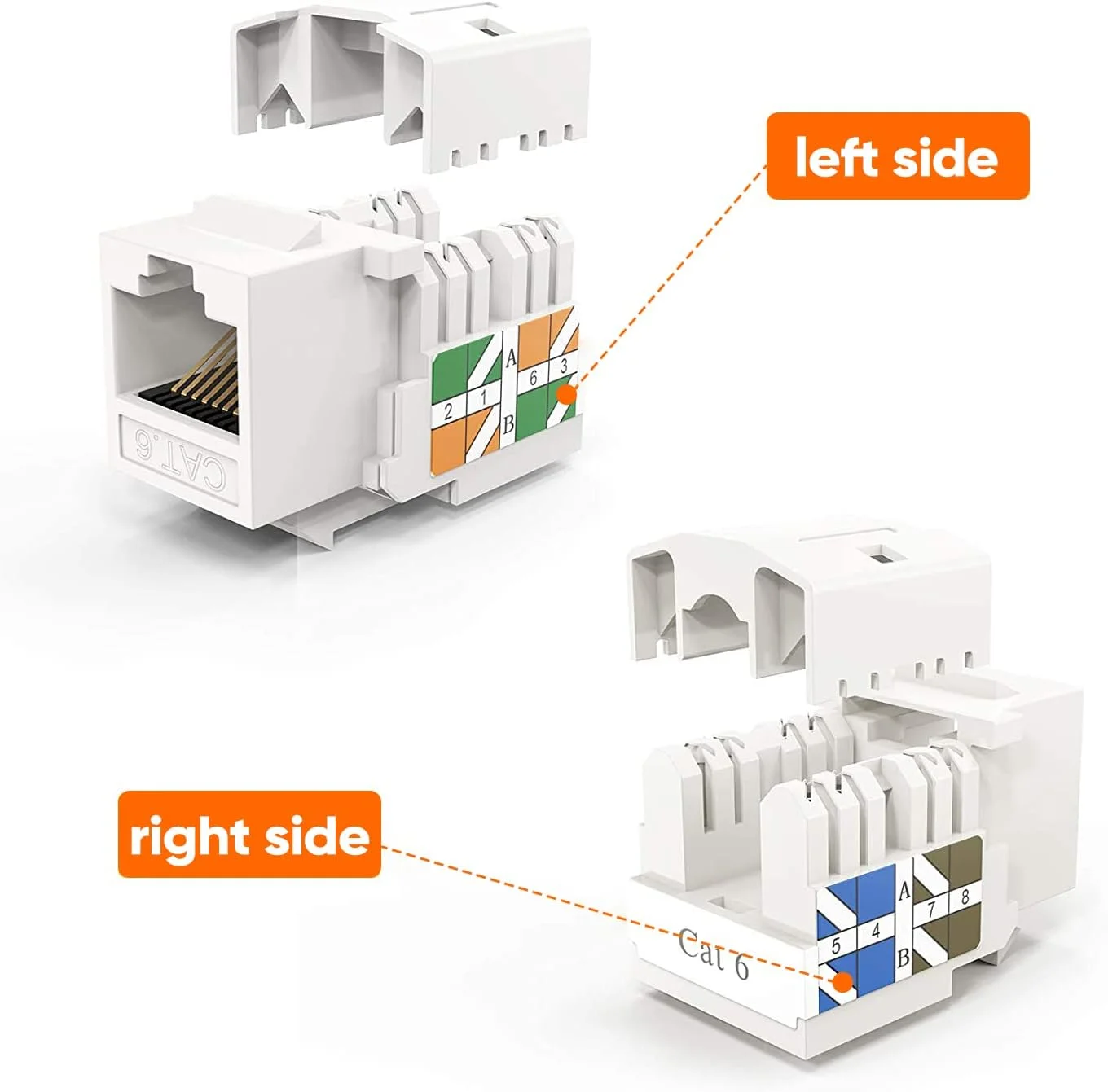 CableCreation Cat6 Keystone Jacks, CableCreation 10-Pack RJ45 Keystone Jack UL Listed, Ethernet Keystone Modular Female Connectors, White CableCreation Cat6 Keystone Jacks, CableCreation 10-Pack RJ45 Keystone Jack UL Listed, Ethernet Keystone Modular Female Connectors, White