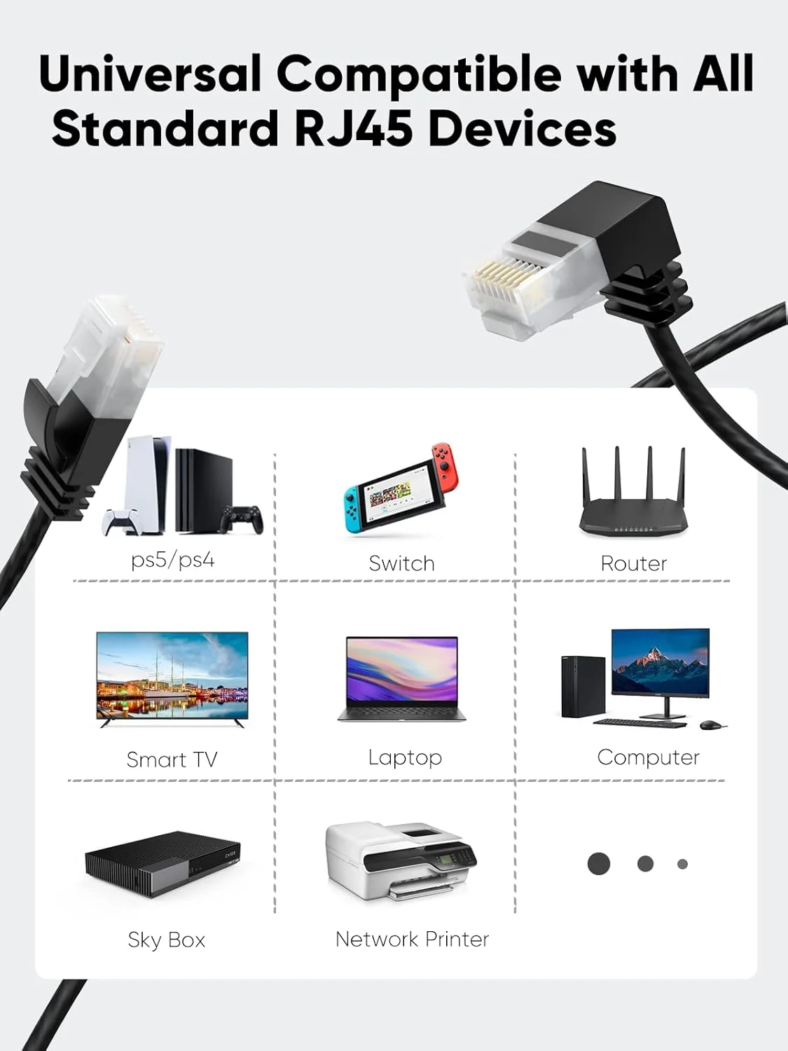 CableCreation Ultra Slim Cat6a Ethernet Cable Up Angle UTP Network Patch Cable Cat 6a (Category 6), 0.5m(1.64FT), Black CableCreation Ultra Slim Cat6a Ethernet Cable Up Angle UTP Network Patch Cable Cat 6a (Category 6), 0.5m(1.64FT), Black