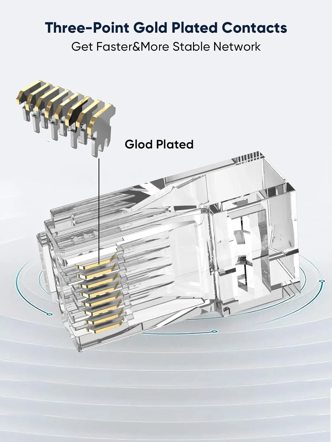 کانکتورهای عبوری RJ45، بسته 50 عددی CableCreation Cat6/Cat5e پلاگ ماژولار با روکش طلا کانکتور چین دار بدون شیلد برای کابل اترنت UTP مفتولی یا رشته ای کانکتورهای عبوری RJ45، بسته 50 عددی CableCreation Cat6/Cat5e پلاگ ماژولار با روکش طلا کانکتور چین دار بدون شیلد برای کابل اترنت UTP مفتولی یا رشته ای
