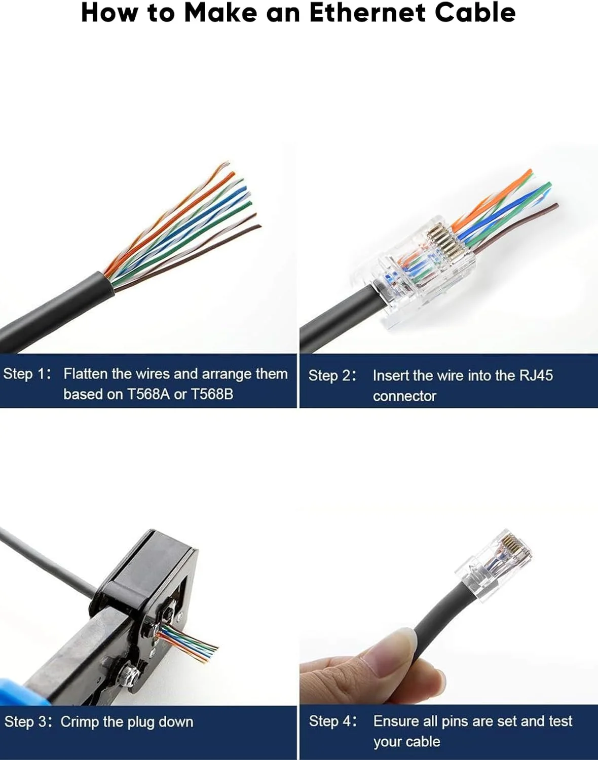 کانکتورهای عبوری RJ45، بسته 50 عددی CableCreation Cat6/Cat5e پلاگ ماژولار با روکش طلا کانکتور چین دار بدون شیلد برای کابل اترنت UTP مفتولی یا رشته ای کانکتورهای عبوری RJ45، بسته 50 عددی CableCreation Cat6/Cat5e پلاگ ماژولار با روکش طلا کانکتور چین دار بدون شیلد برای کابل اترنت UTP مفتولی یا رشته ای