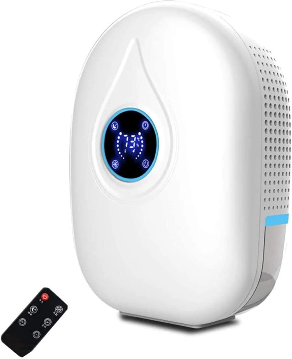 رطوبت گیر کوچک 800 میلی لیتری MAHWTF، خشک کن خانگی، سیستم تخلیه اتوماتیک لوله آب خارجی، صفحه نمایش LCD، کنترل از راه دور، زمان بندی 24 ساعته، مناسب برای آشپزخانه، حمام، اتاق خواب، آبی